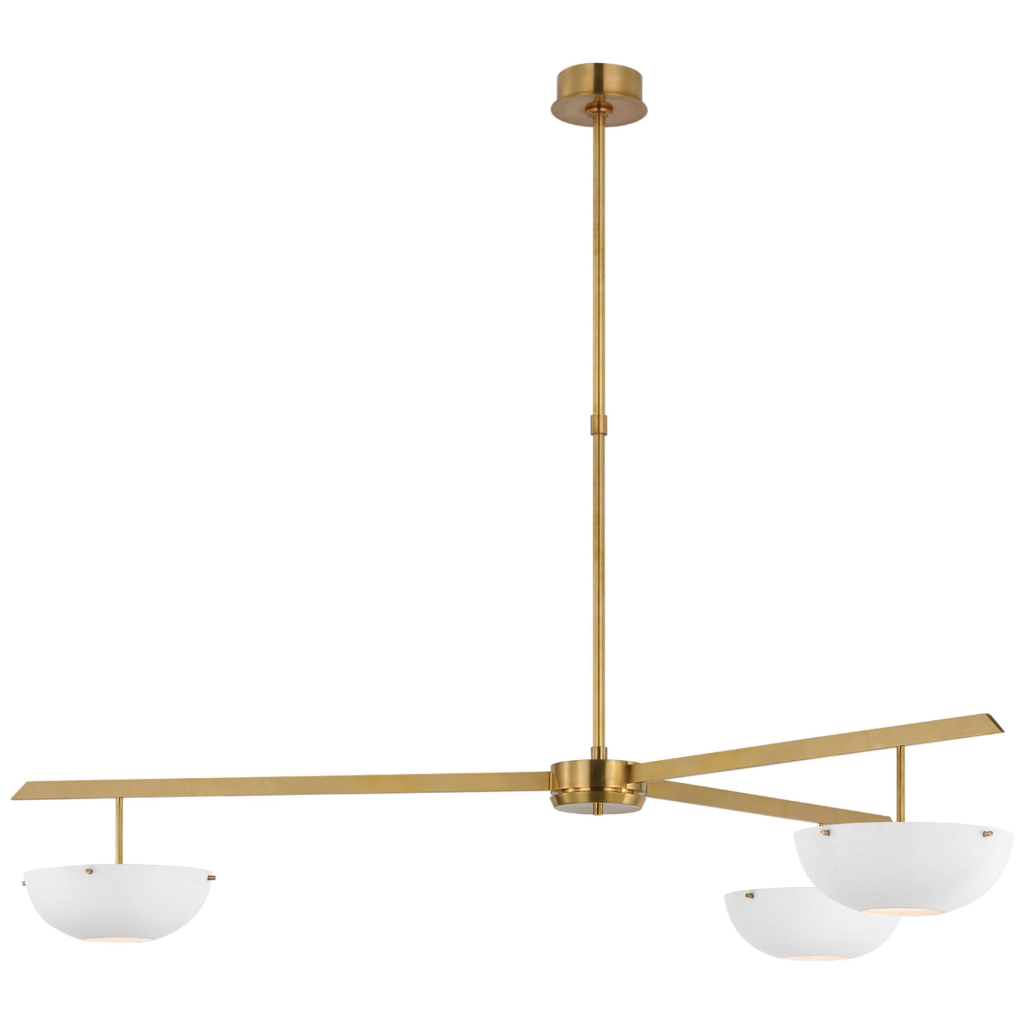 AERIN Valencia Extra Large Three Light Chandelier in Hand-Rubbed Antique Brass with Matte White Ceiling Light W54"