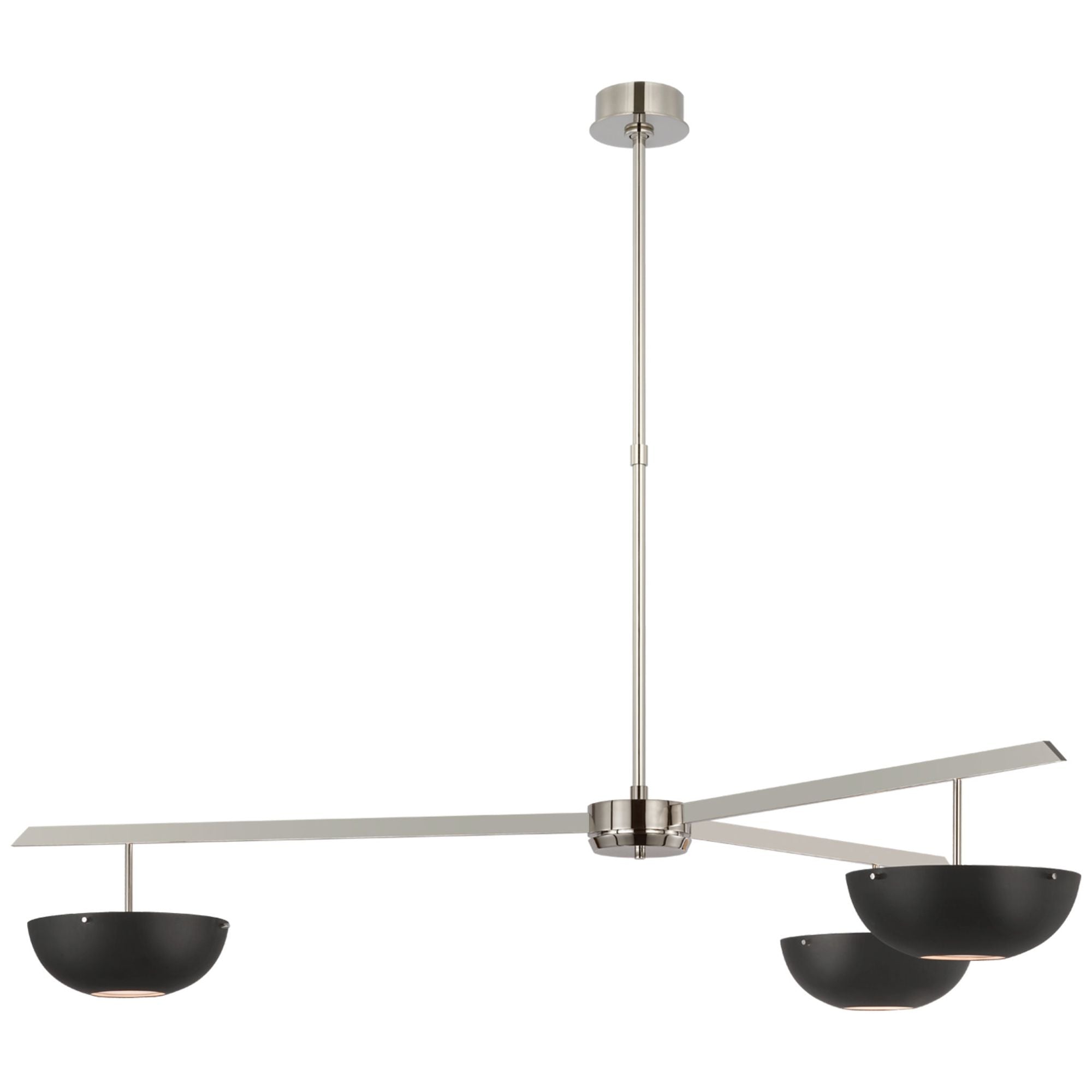 AERIN Valencia Extra Large Three Light Chandelier in Polished Nickel with Matte Black Ceiling Light W54"