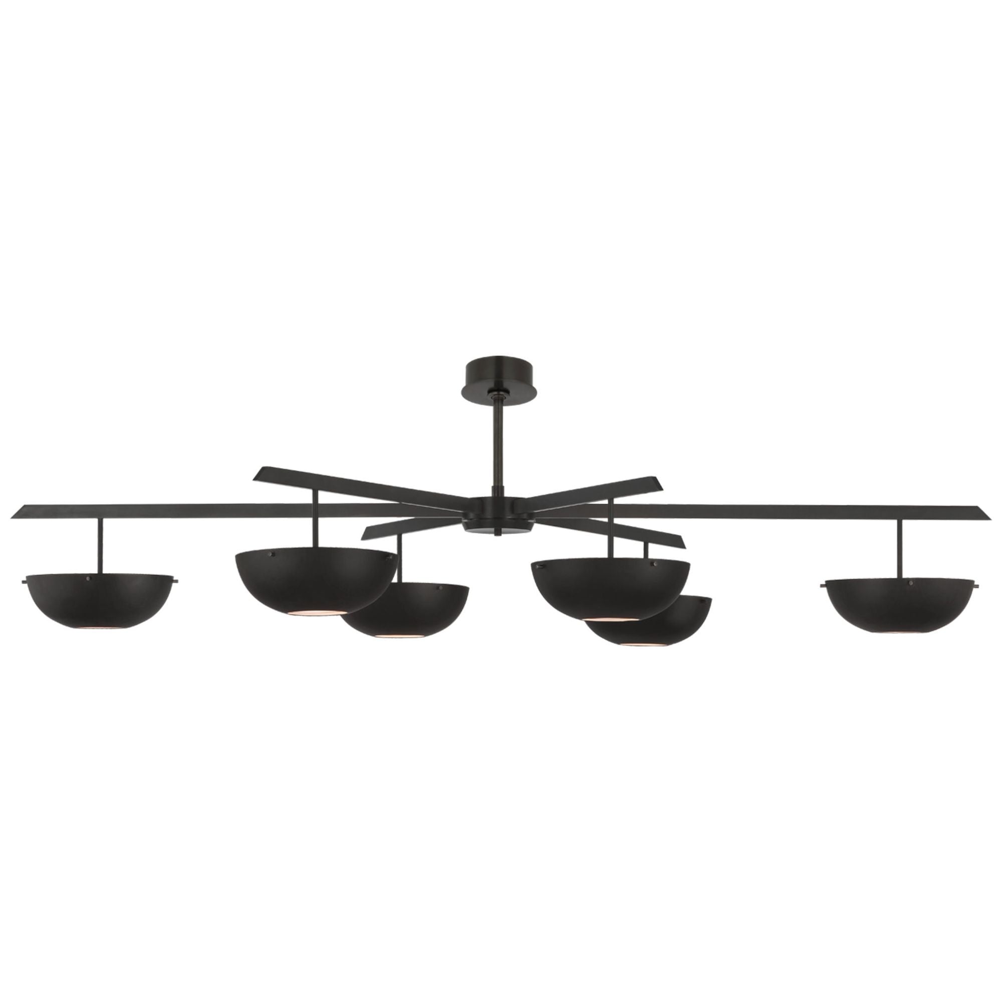 AERIN Valencia Grande Six Light Chandelier in Bronze with Matte Black Ceiling Light W66.5"