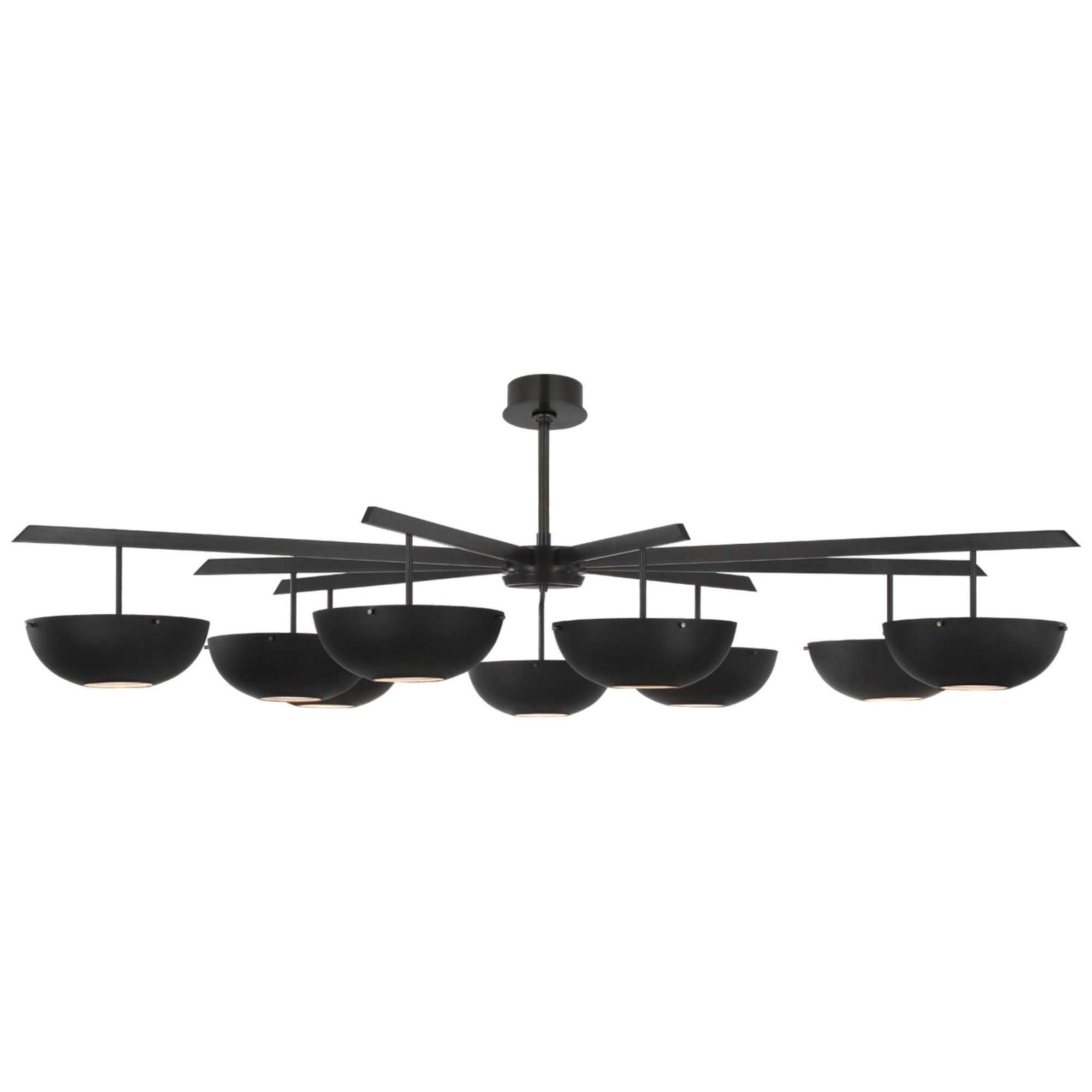 AERIN Valencia Grande Nine Light Chandelier in Bronze with Matte Black Ceiling Light W58"