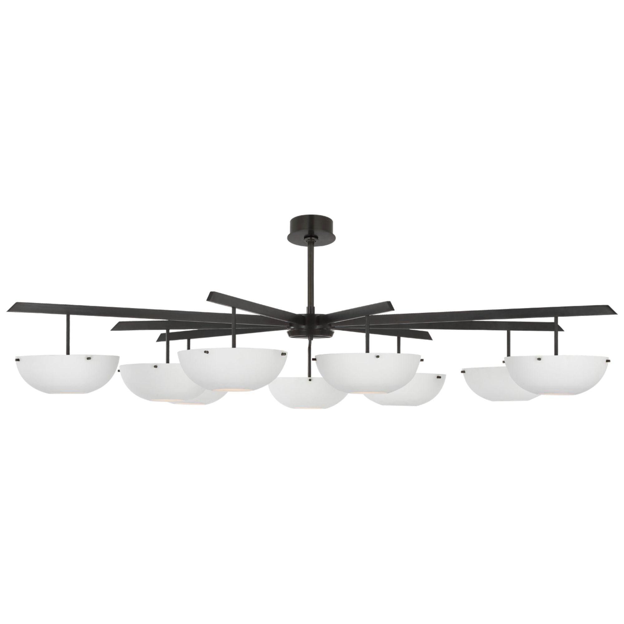 AERIN Valencia Grande Nine Light Chandelier in Bronze with Matte White Ceiling Light W58"