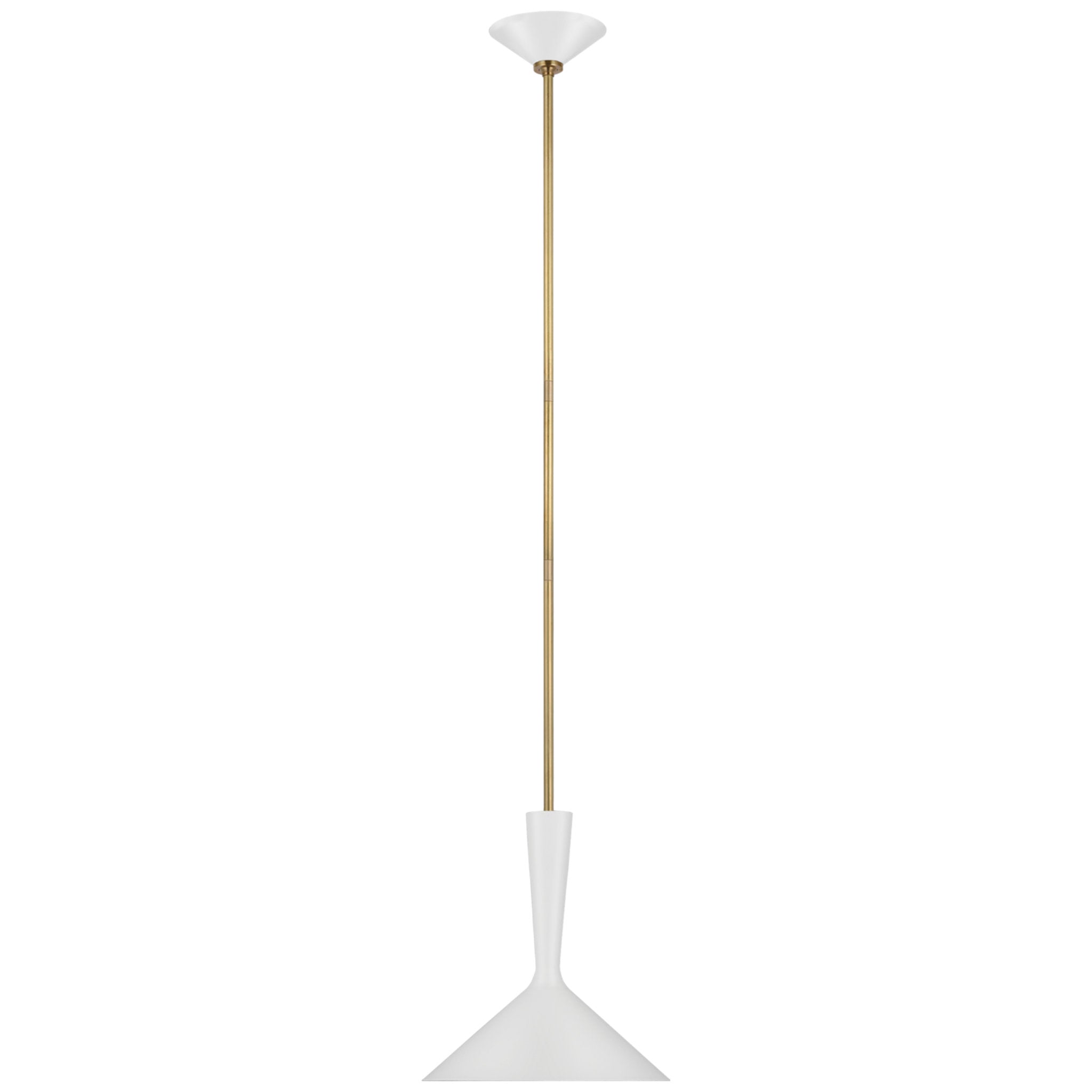 AERIN Rosetta Medium Pendant in Matte White and Hand-Rubbed Antique Brass Ceiling Light W12"