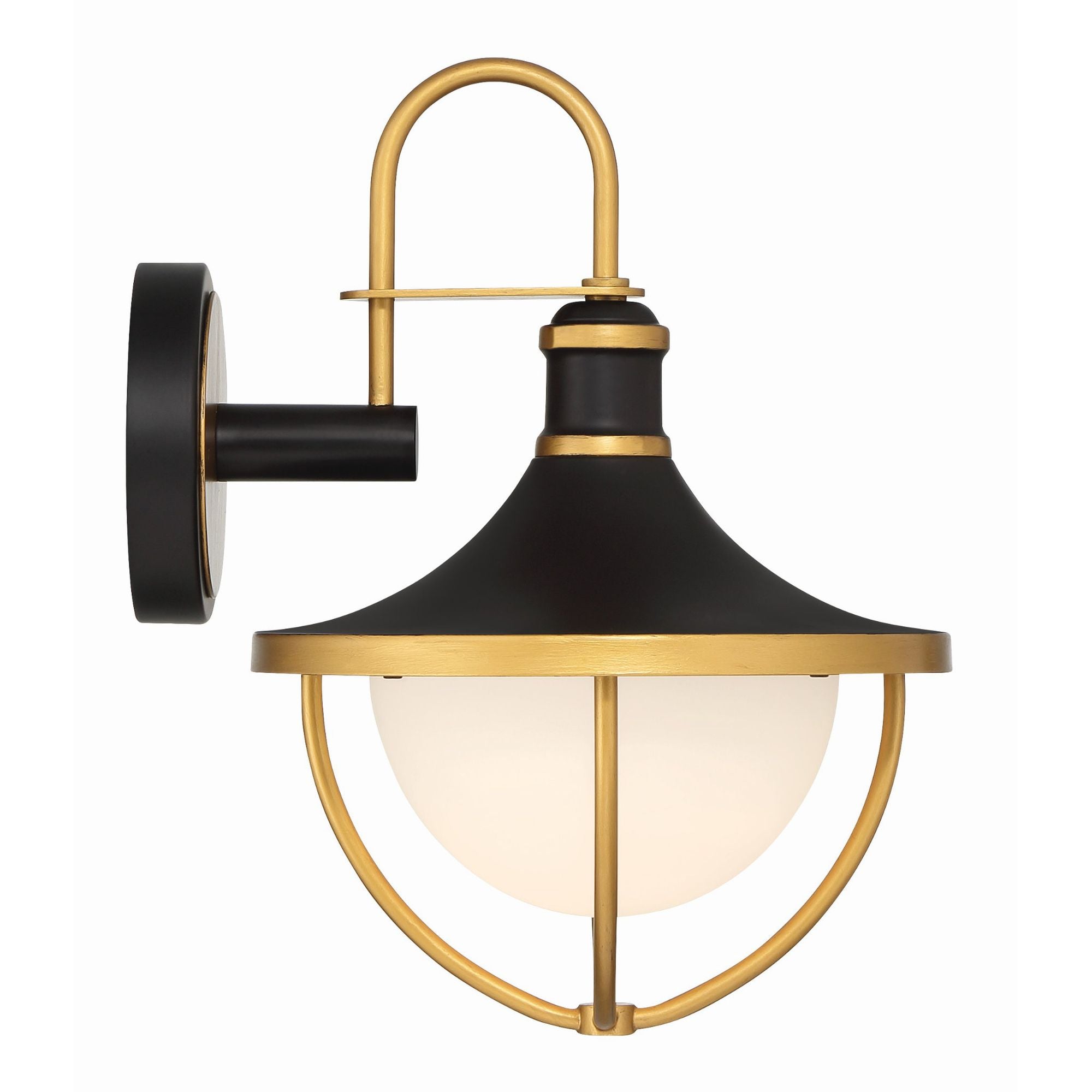 Atlas 9.75'' Matte Black + Textured Gold Outdoor Sconce Black 9.75"W x 13.5"H x 11"D