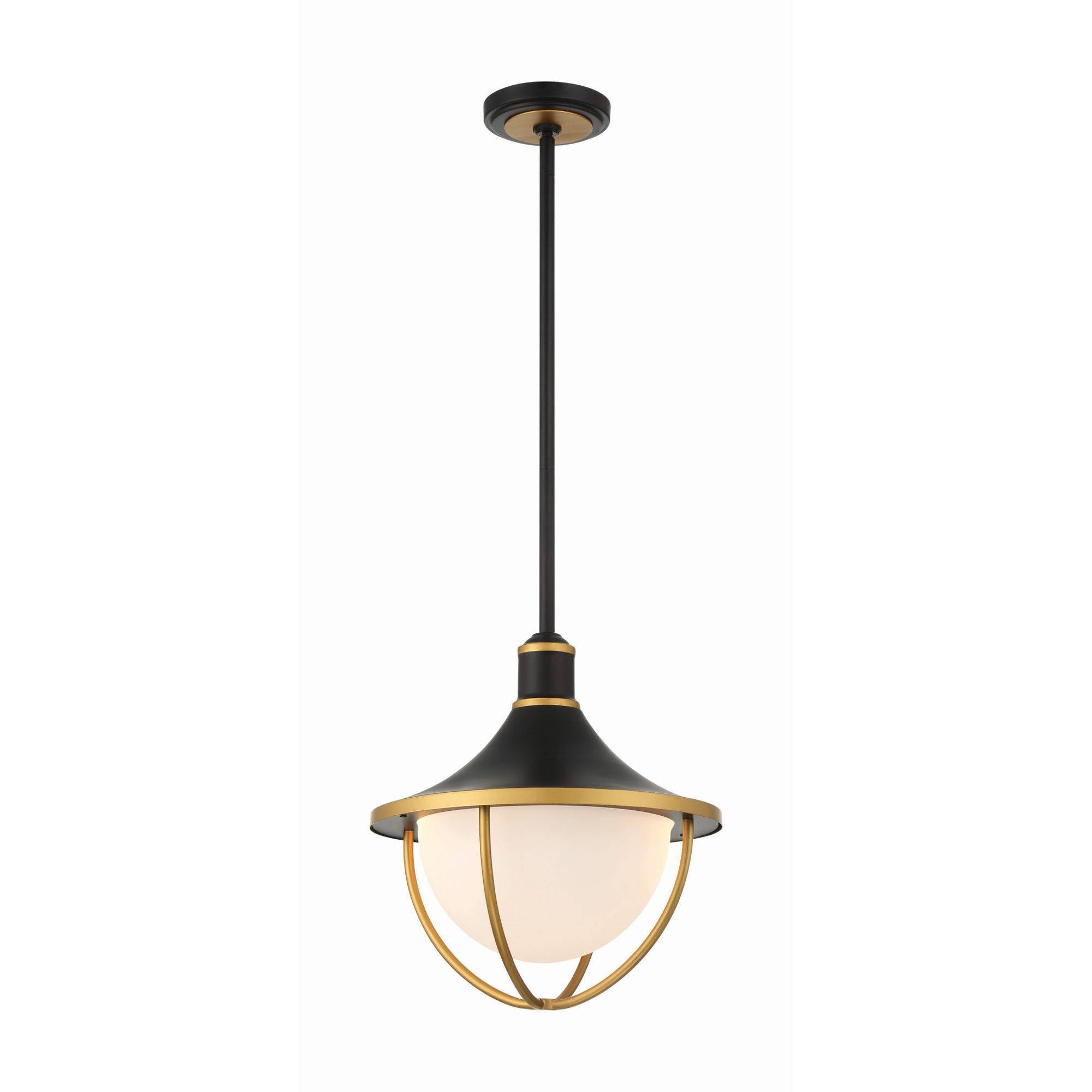 Atlas 16.5'' Matte Black + Textured Gold Outdoor Pendant Black 16.5"W x 17"H x 16.5"D