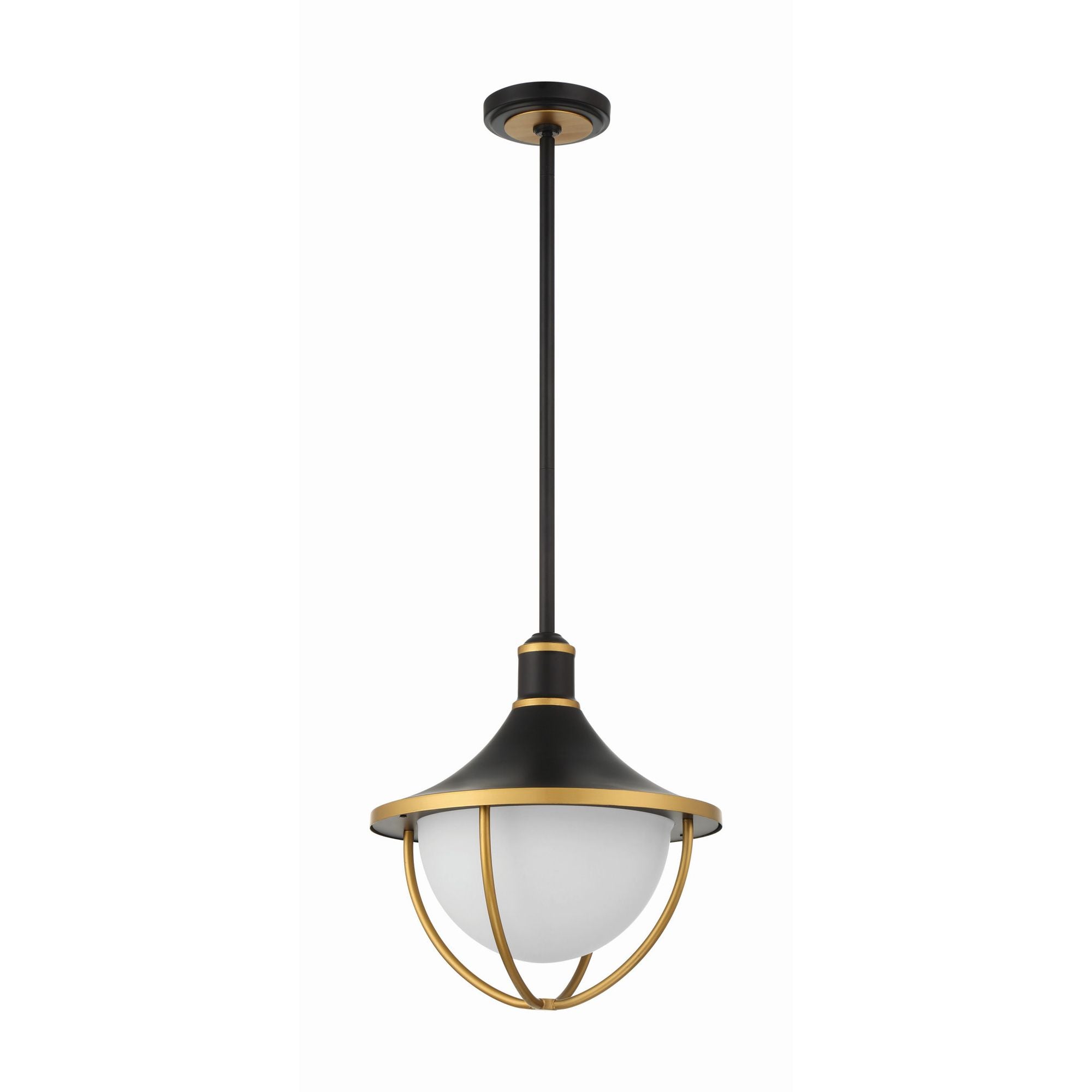 Atlas 16.5'' Matte Black + Textured Gold Outdoor Pendant Black 16.5"W x 17"H x 16.5"D