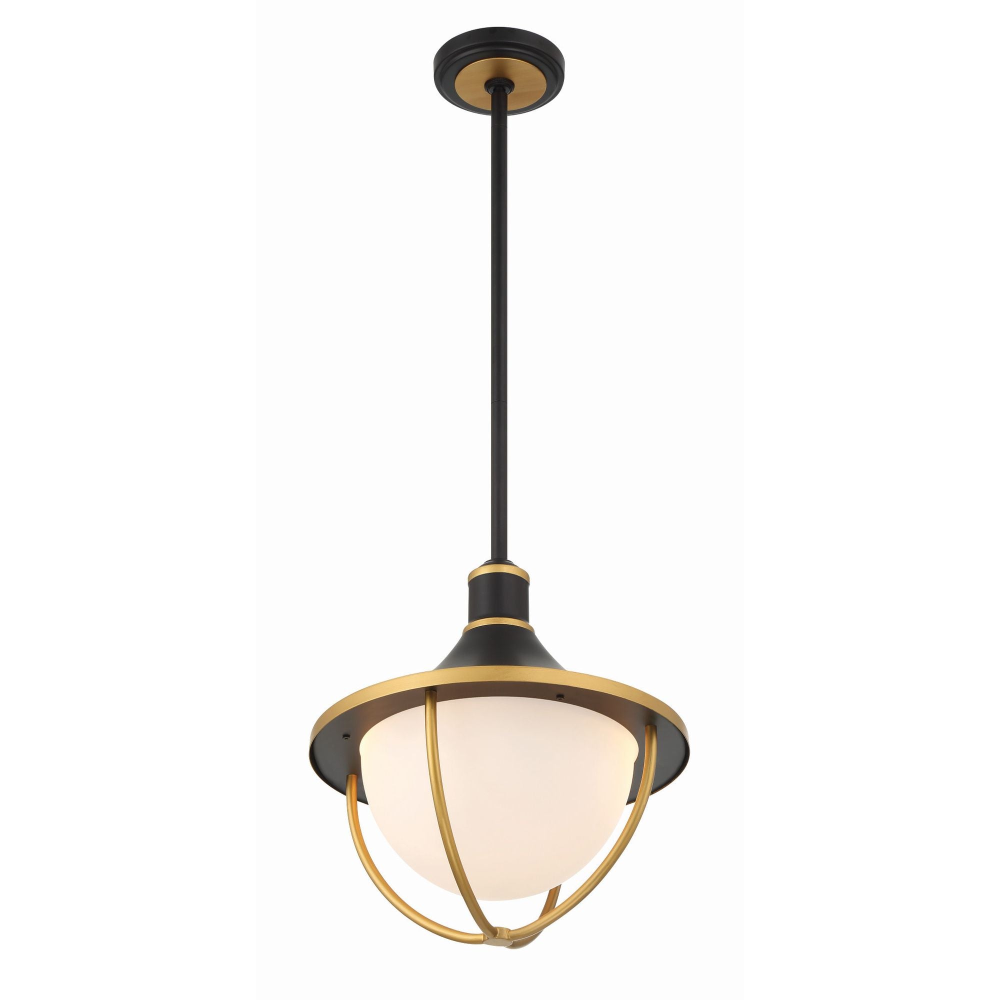 Atlas 16.5'' Matte Black + Textured Gold Outdoor Pendant Black 16.5"W x 17"H x 16.5"D