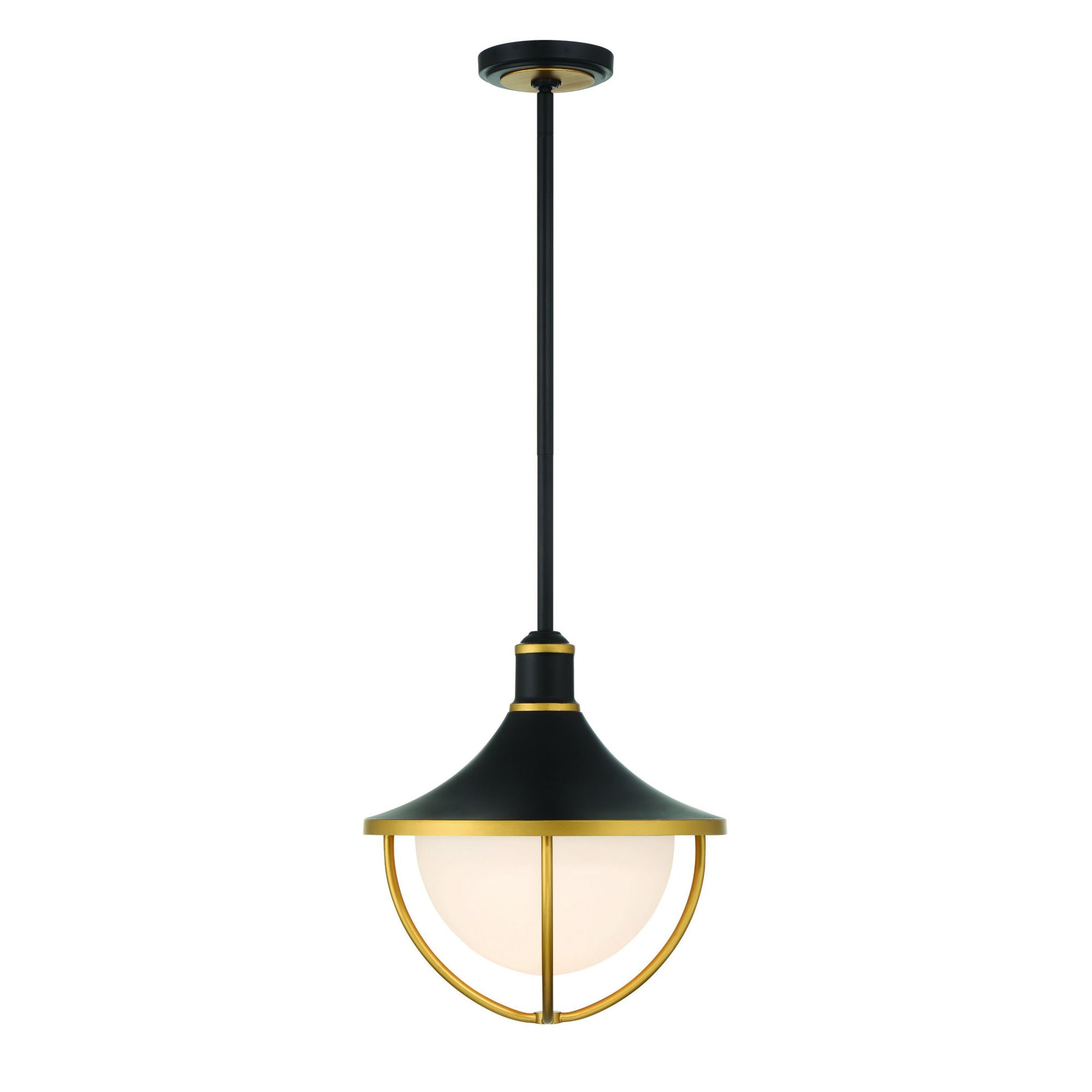 Atlas 16.5'' Matte Black + Textured Gold Outdoor Pendant Black 16.5"W x 17"H x 16.5"D
