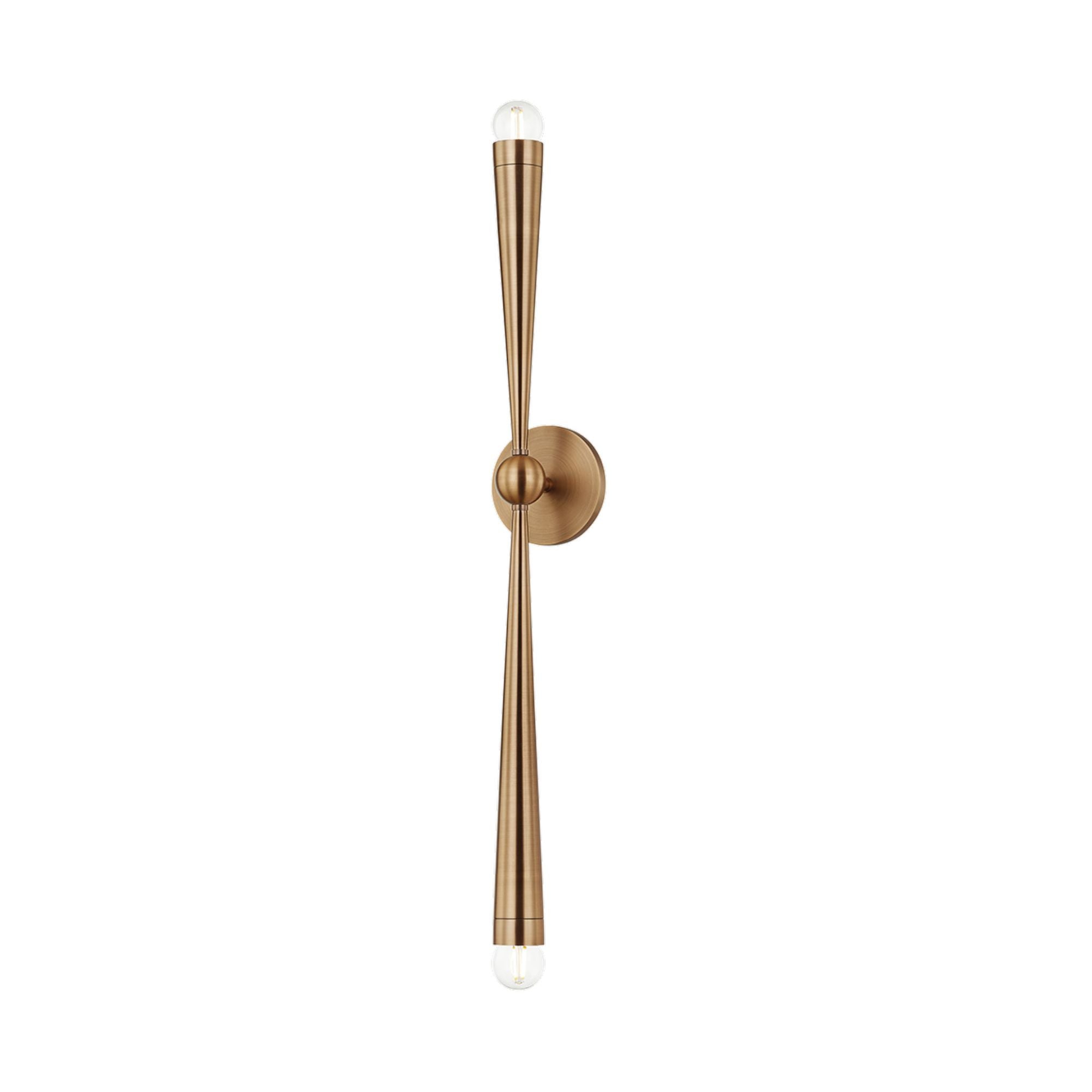 Keanu Wall Sconce 2-Light LED in Patina Brass 4.75L x 4.75W x 33.75H
