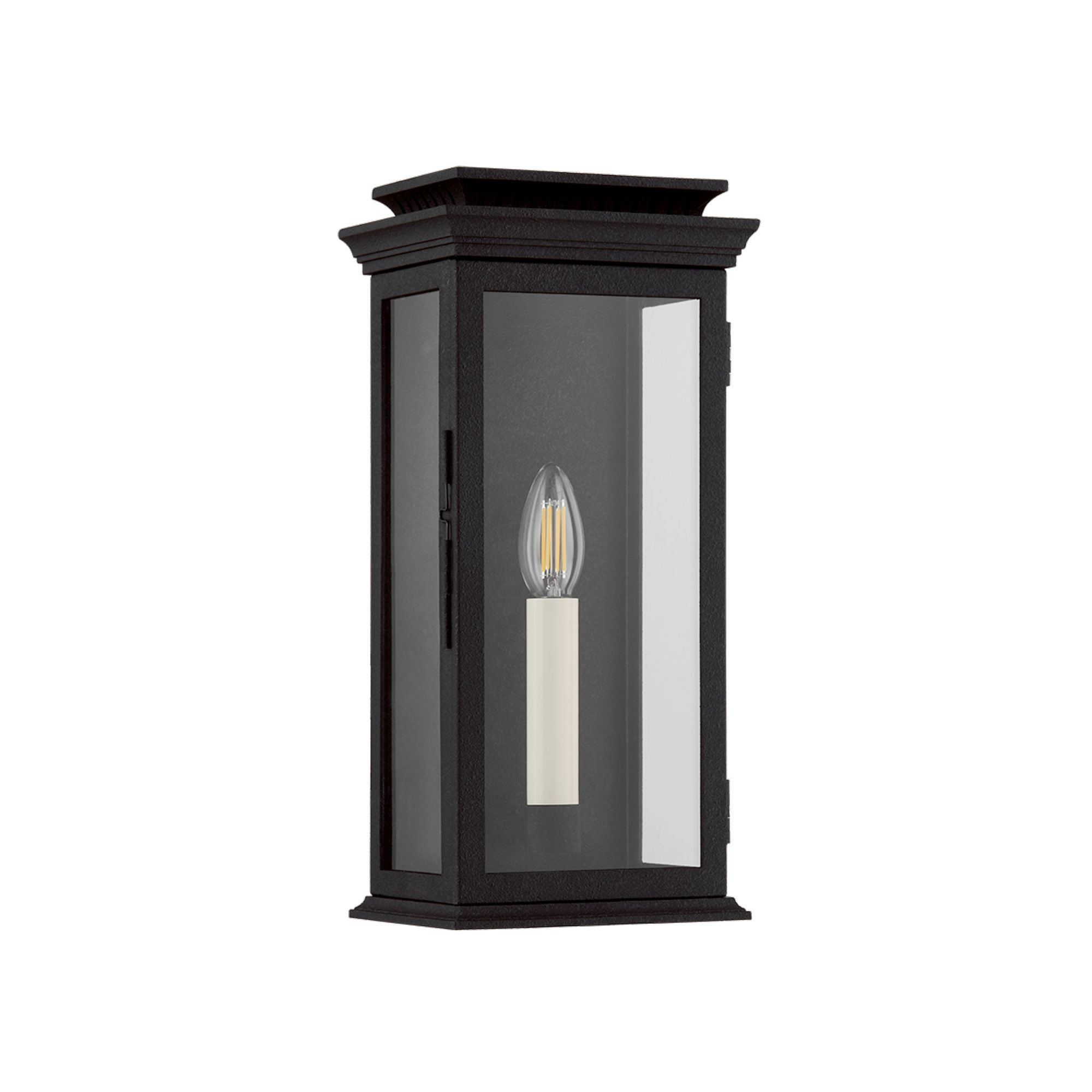 Louie Exterior Wall Sconce 1-Light Outdoor LED in Forged Iron 7L x 7W x 14.5H