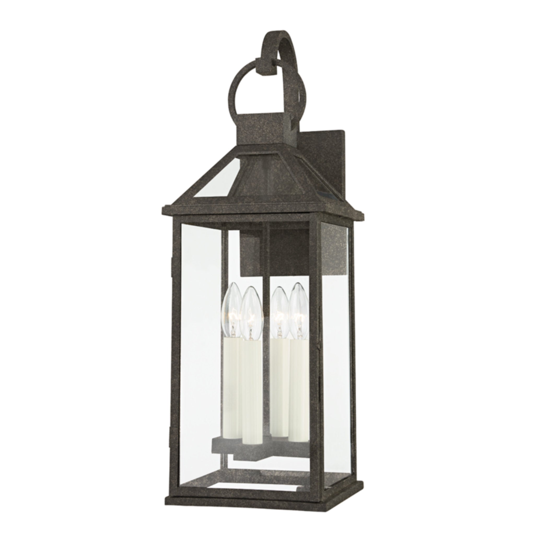 Sanders Wall Sconce 4-Light Outdoor LED in French Iron 8.5L x 8.5W x 24H