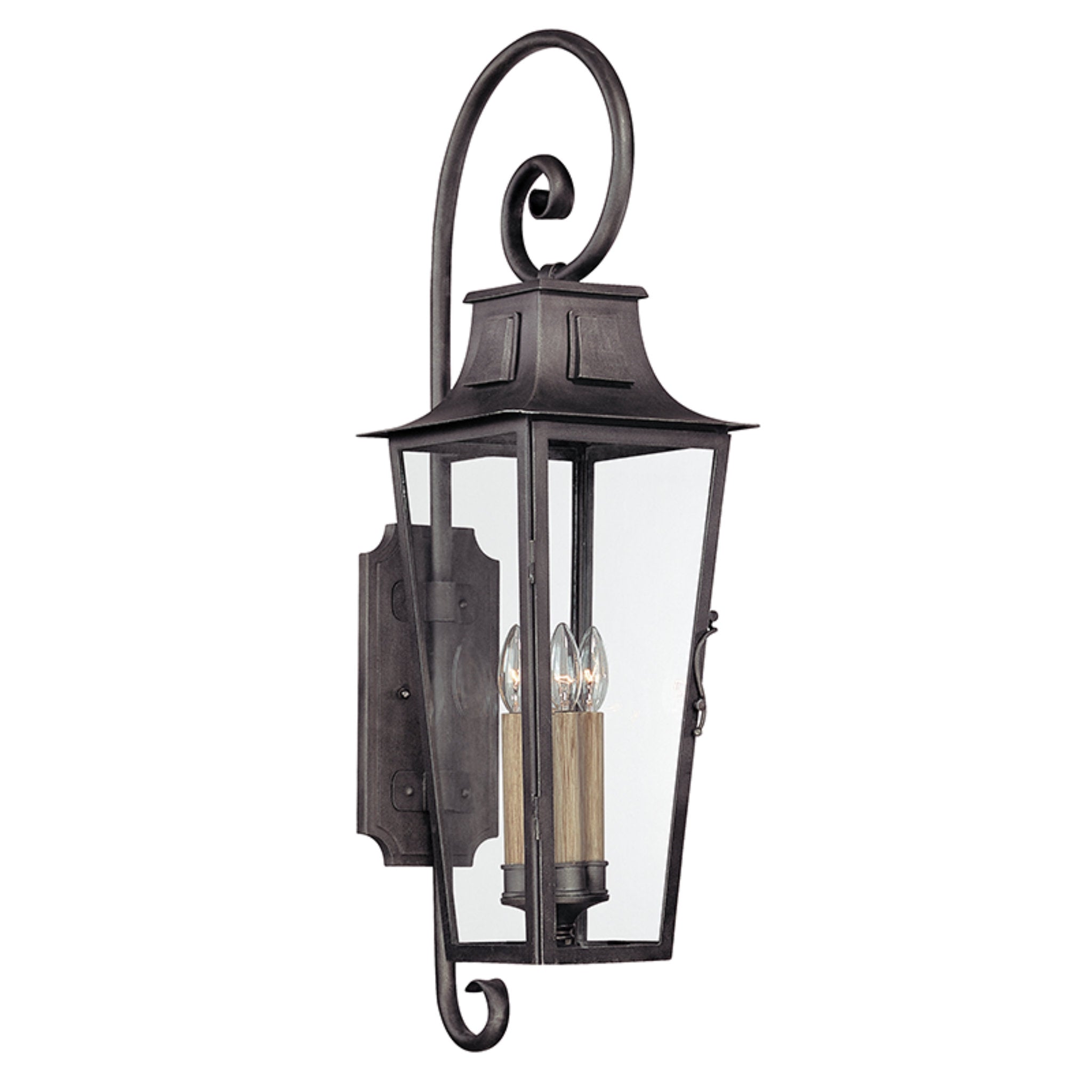 Parisian Square Wall Sconce 4-Light Outdoor LED in Aged Pewter 10L x 10W x 34.5H