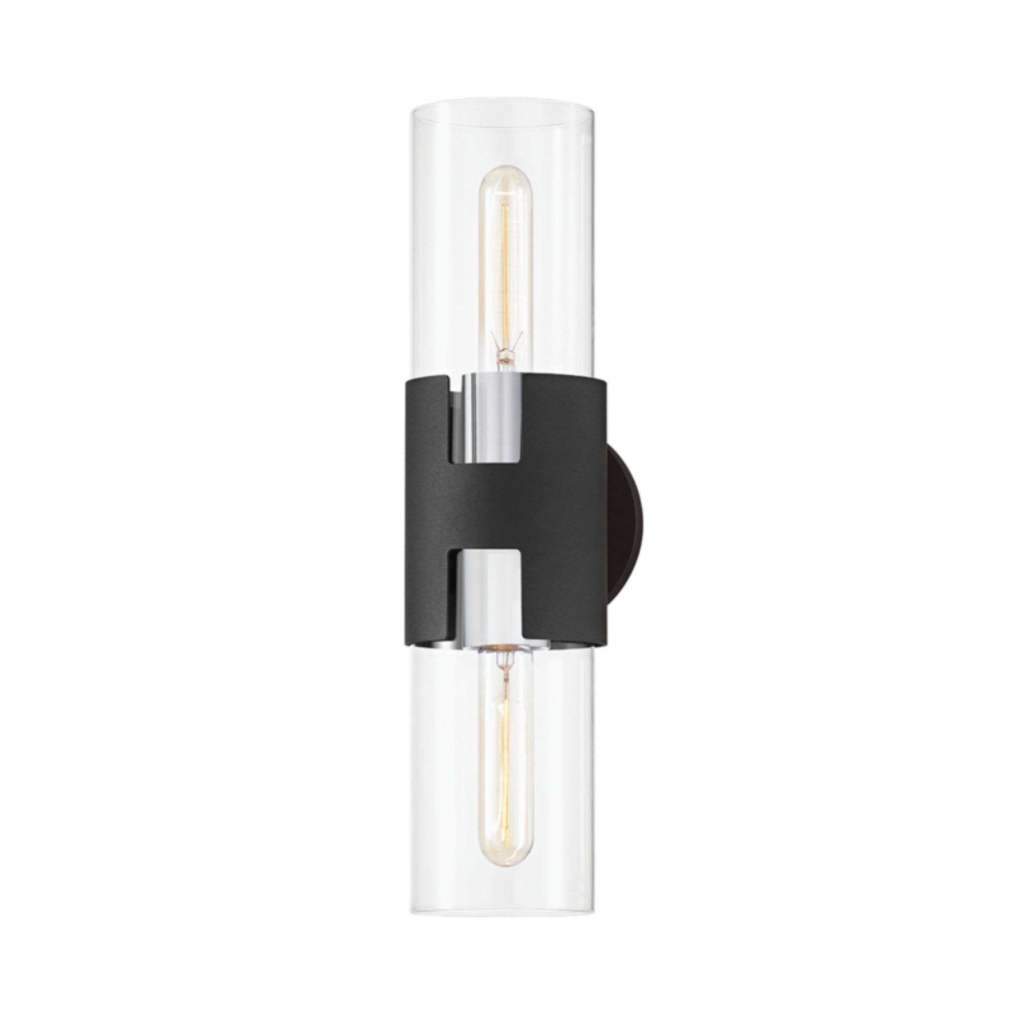 Amado Wall Sconce 2-Light LED in Polished Nickel/Textured Black 4.75L x 4.75W x 17H