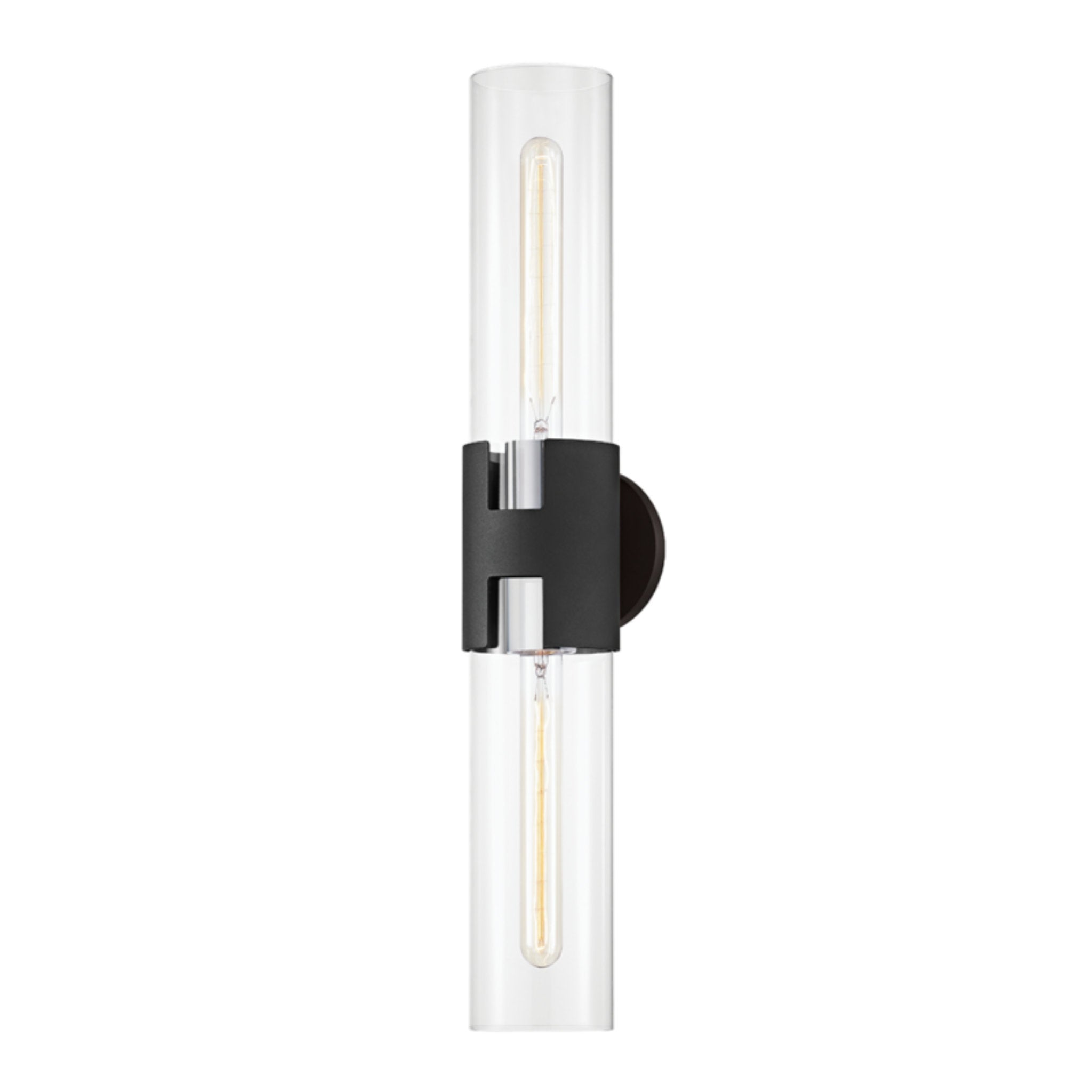 Amado Wall Sconce 2-Light LED in Polished Nickel/Textured Black 4.75L x 4.75W x 25.75H