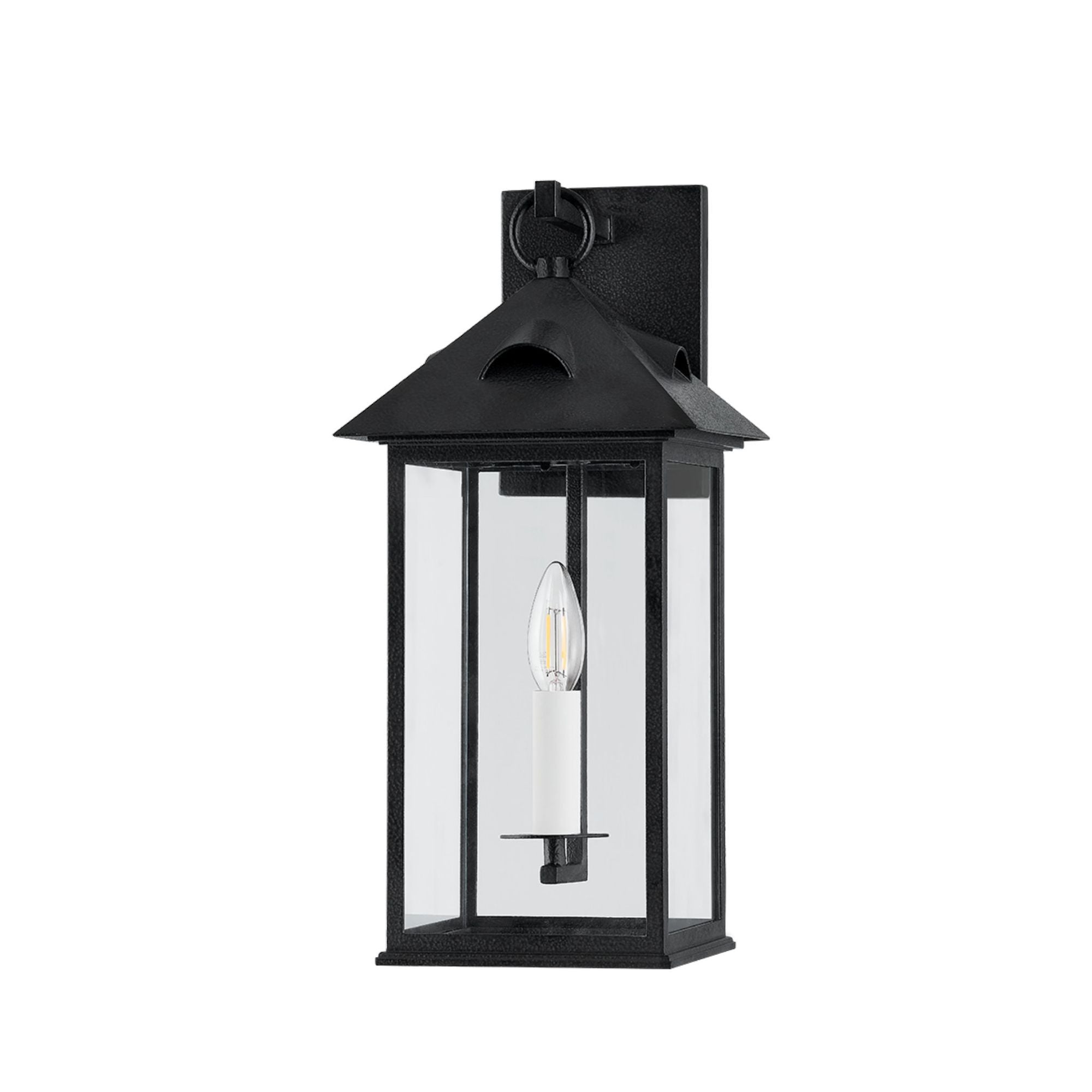 Corning Exterior Wall Sconce 1-Light Outdoor LED in Forged Iron 8L x 8W x 17.5H