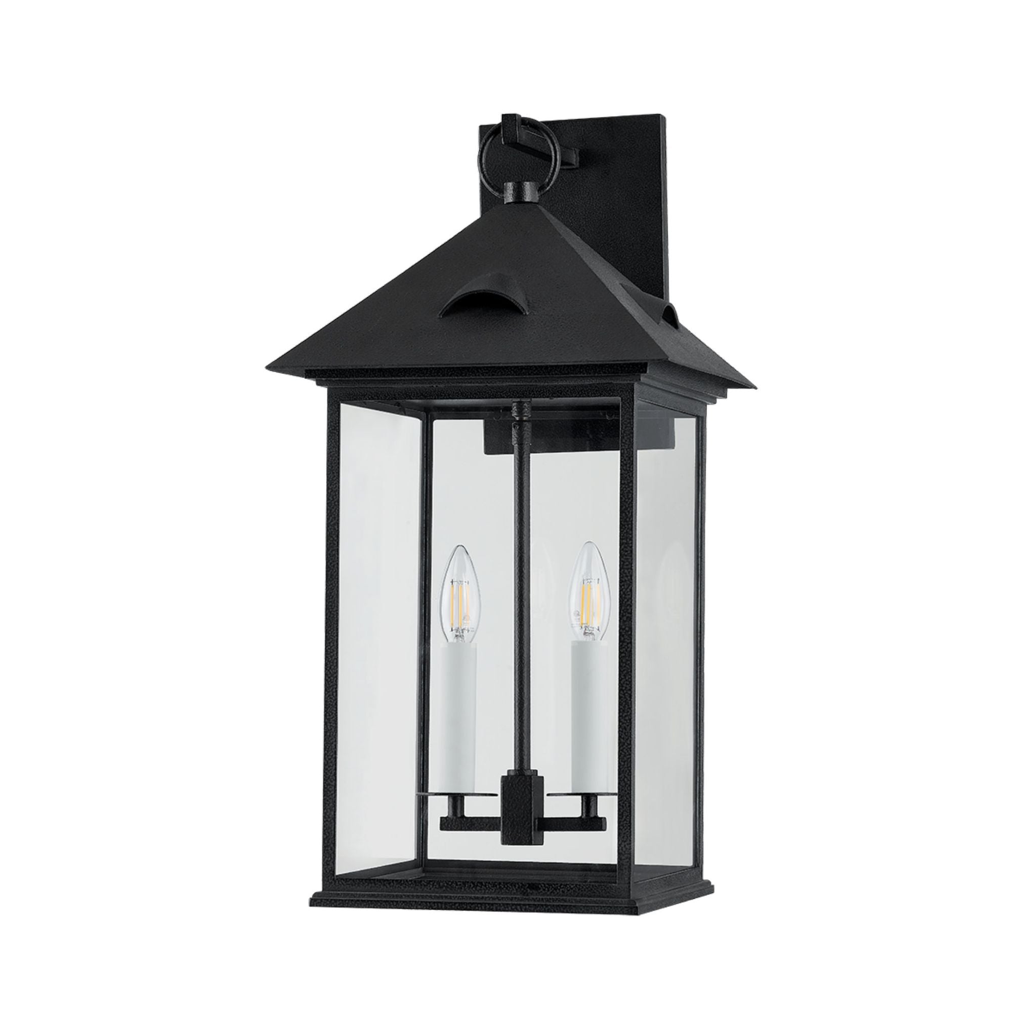 Corning 2-Light Exterior Wall Sconce in Forged Iron 13W x 28H
