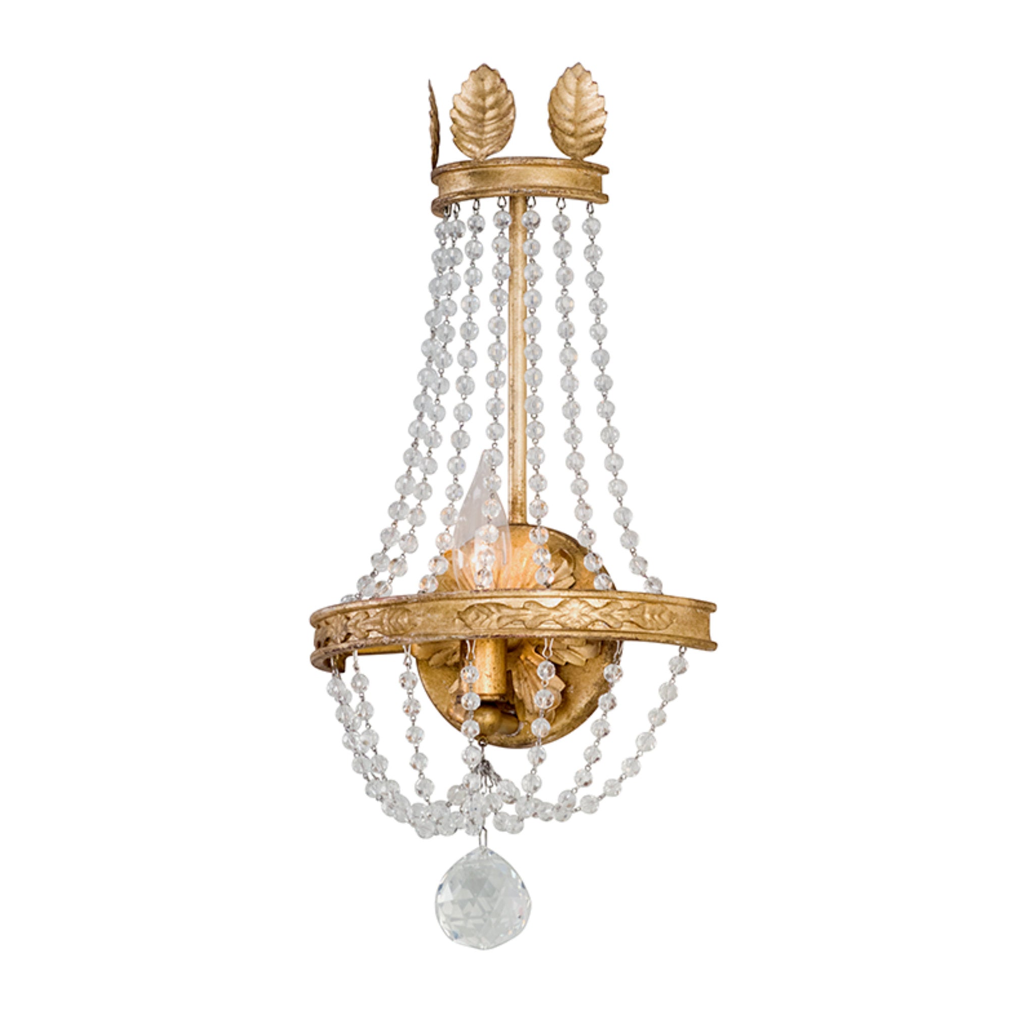 Viola Wall Sconce 1-Light LED in Vintage Gold Leaf 9L x 9W x 17.75H