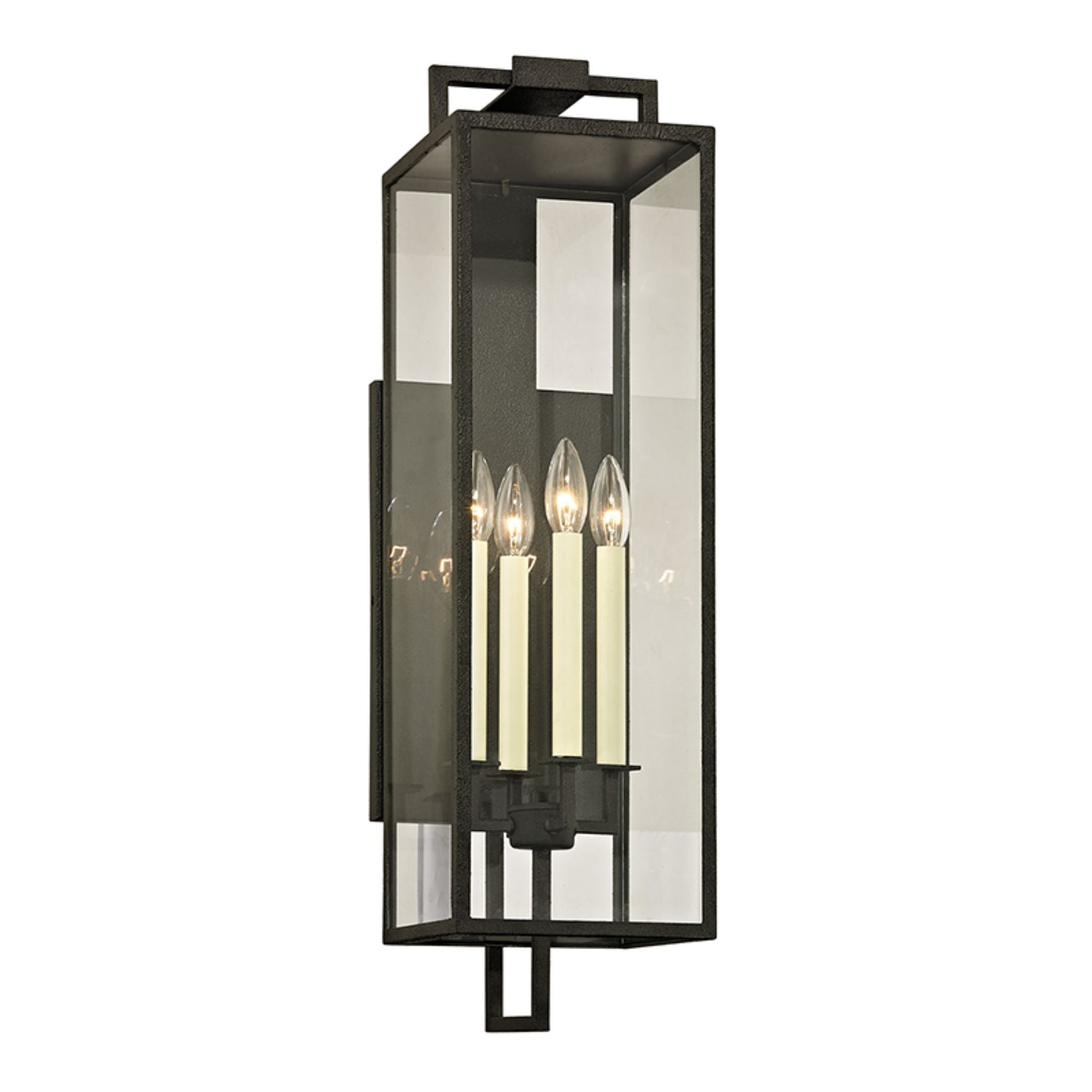 Beckham Wall Sconce 4-Light Outdoor LED in Forged Iron 8L x 8W x 28.5H
