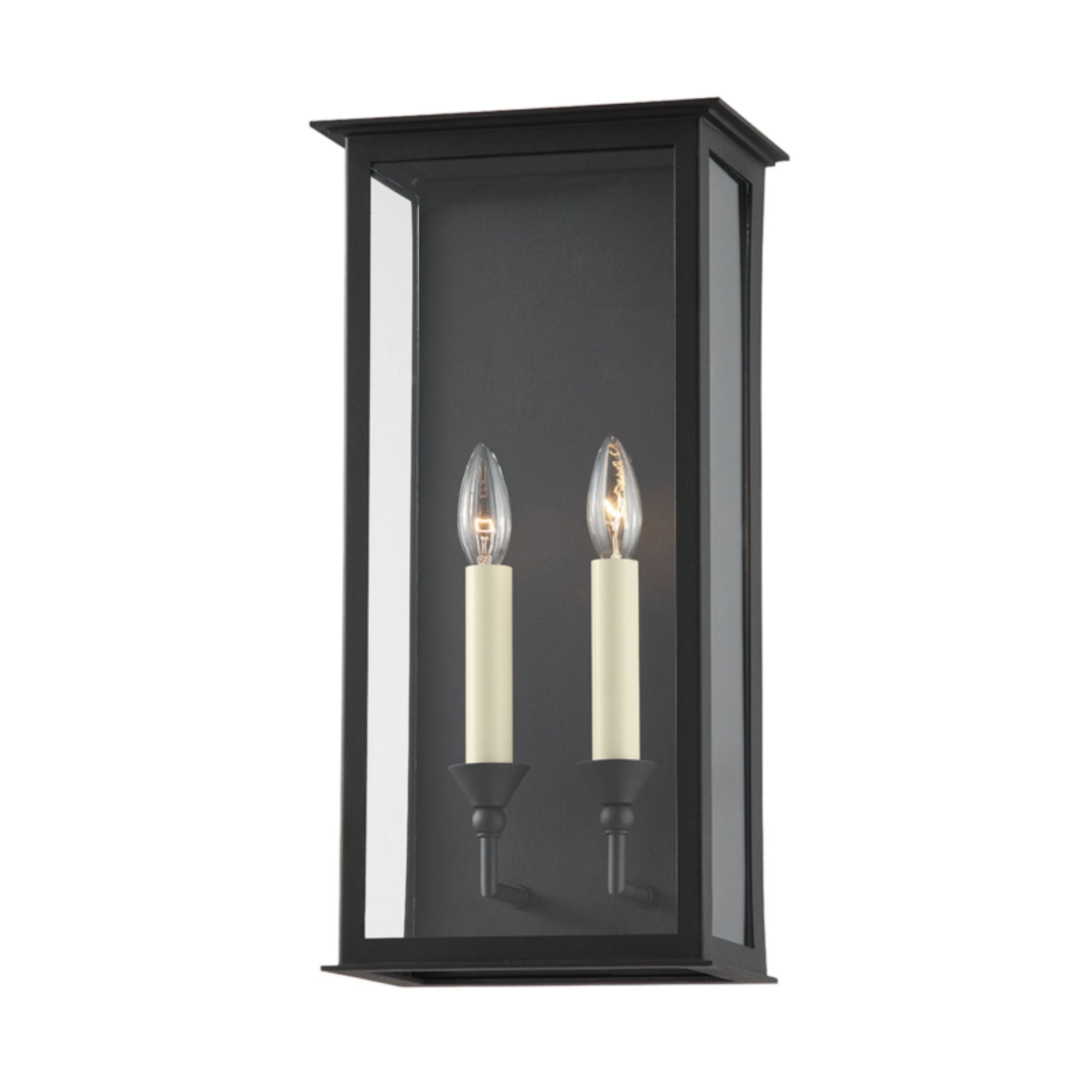 Chauncey 2-Light Exterior Wall Sconce in Texture Black 9.5W x 19H