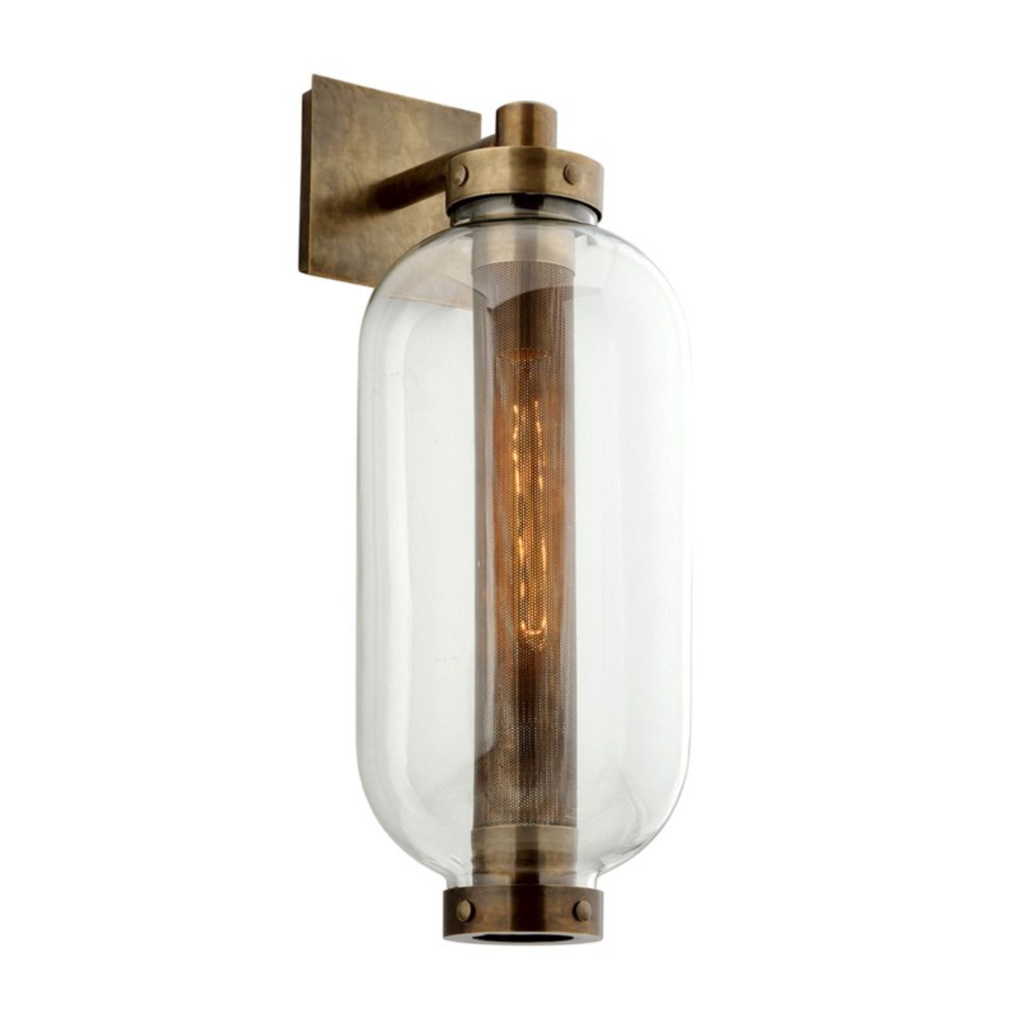 Atwater Wall Sconce 1-Light Outdoor LED in Patina Brass 9.5L x 9.5W x 26H