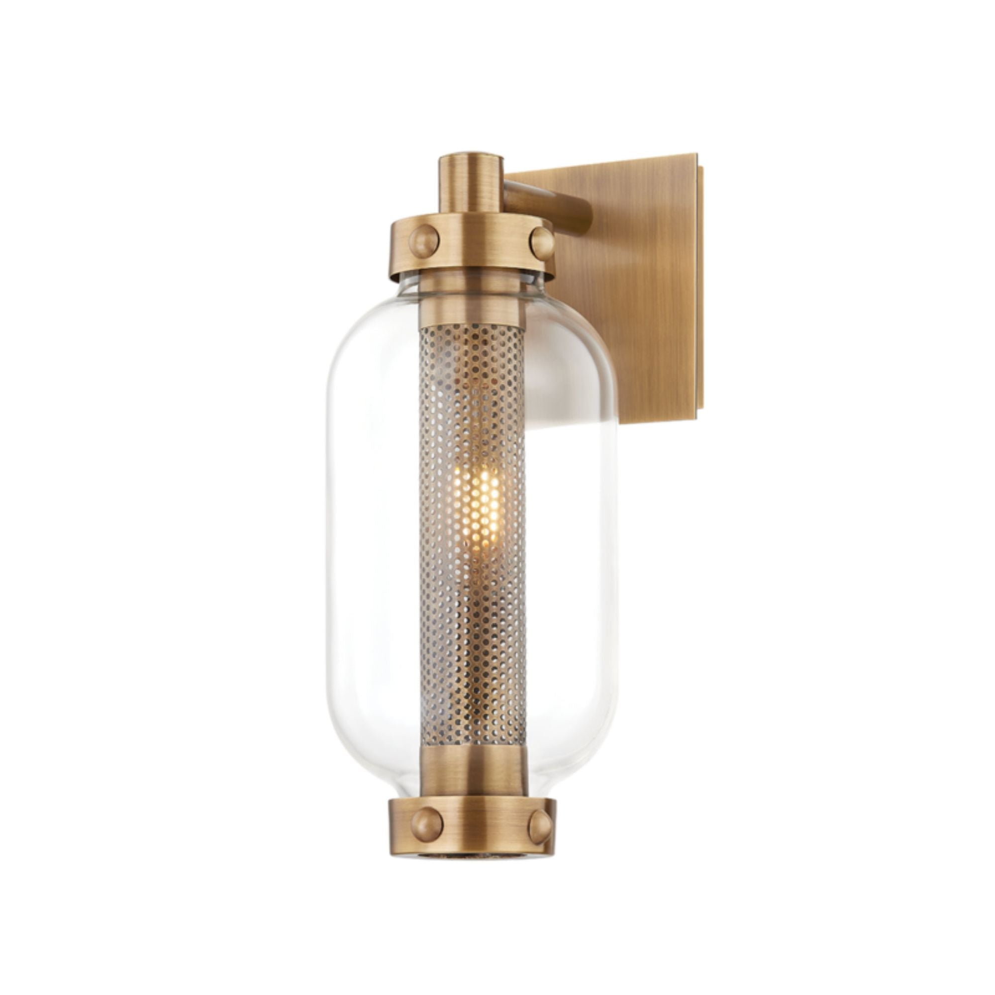 Atwater Wall Sconce 1-Light Outdoor LED in Patina Brass 5.25L x 5.25W x 13H