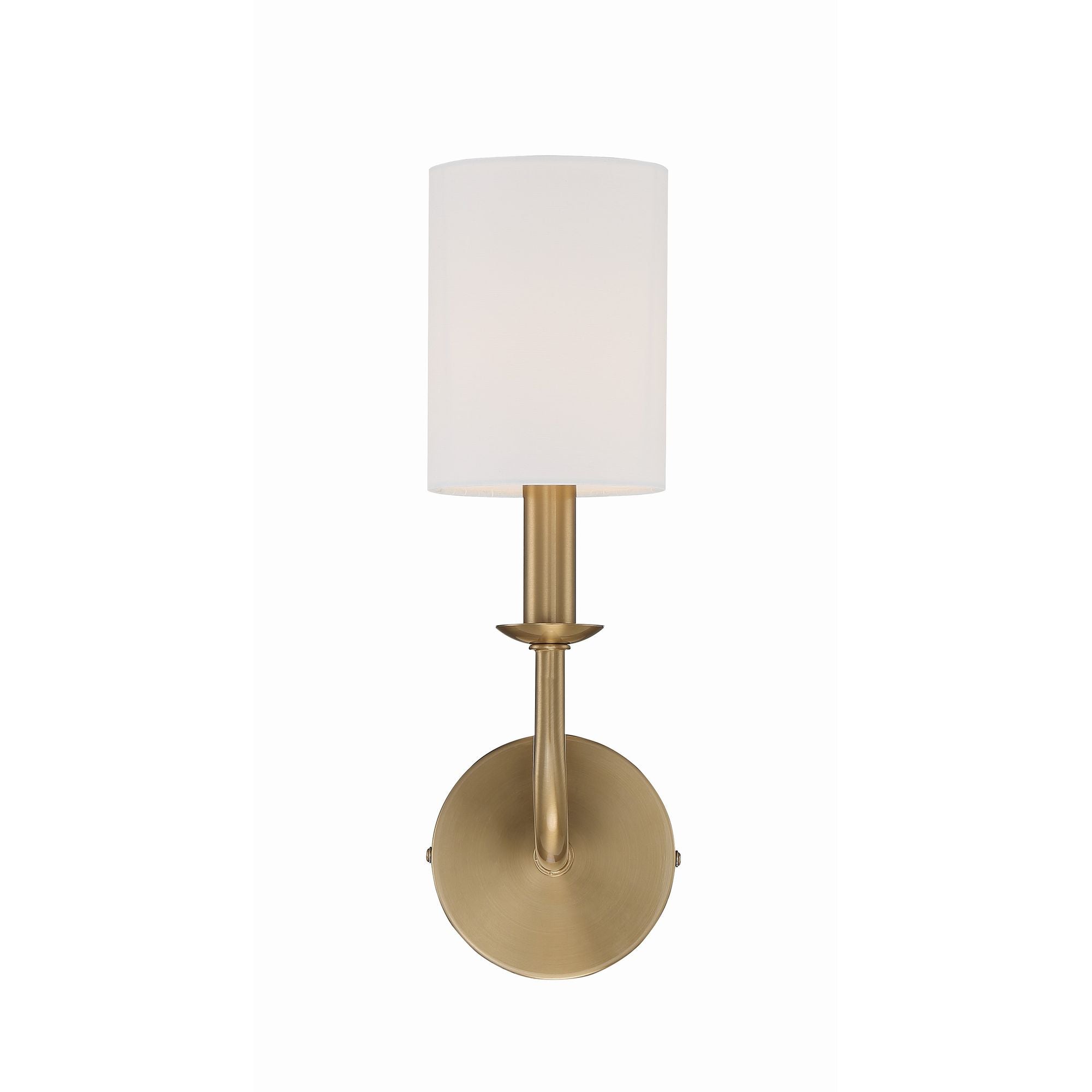 Bailey 1 Light Aged Brass Sconce Silk Shade 4.75"W x 16"H x 6.75"D