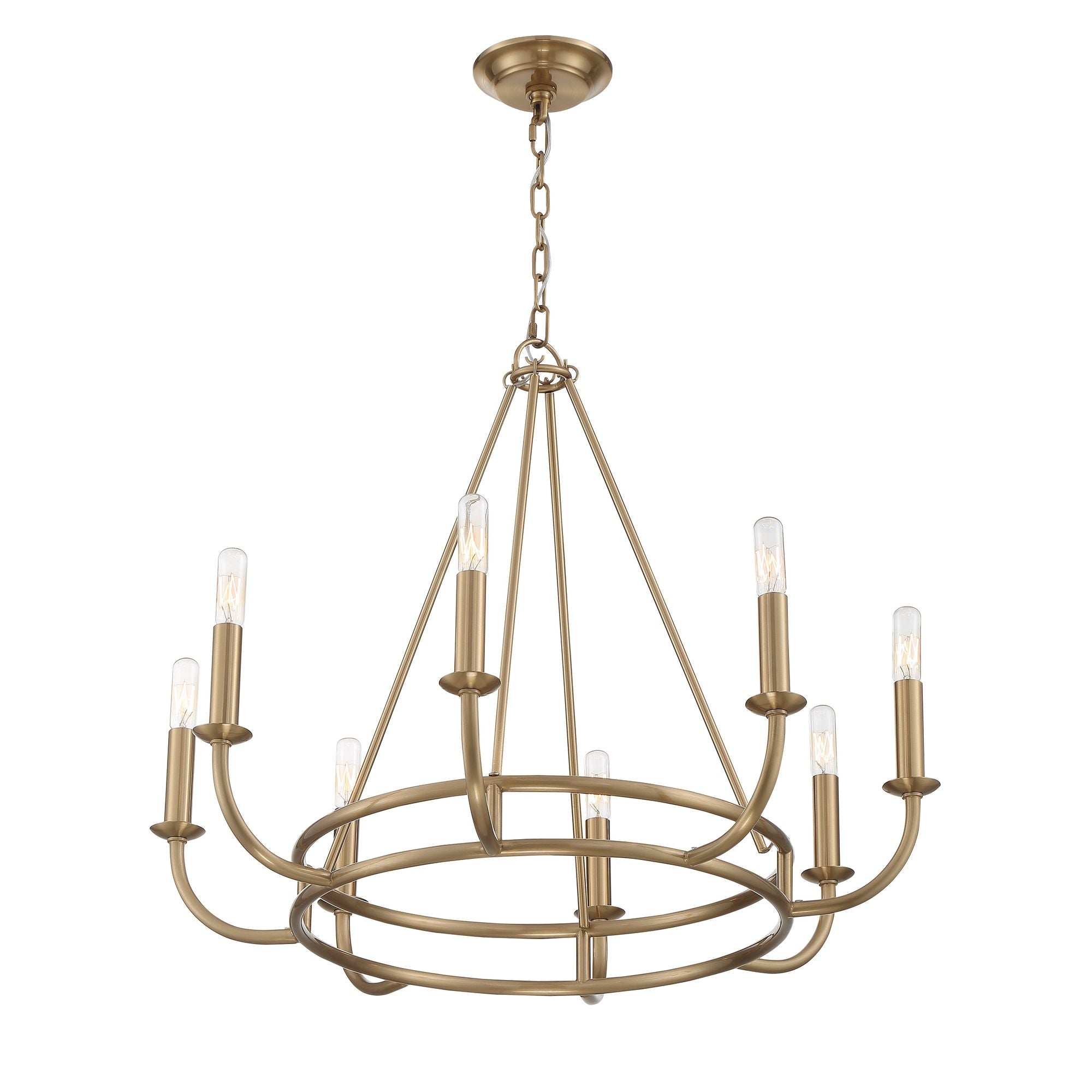 Bailey 8 Light Aged Brass Chandelier 28"W x 22"H x 28"D