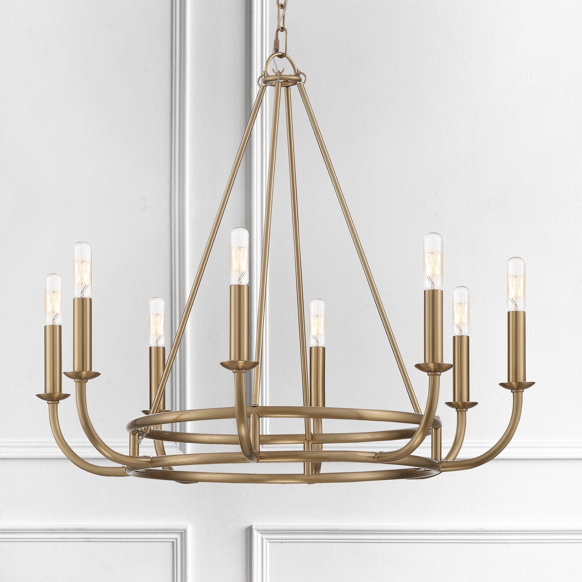 Bailey 8 Light Aged Brass Chandelier 28"W x 22"H x 28"D