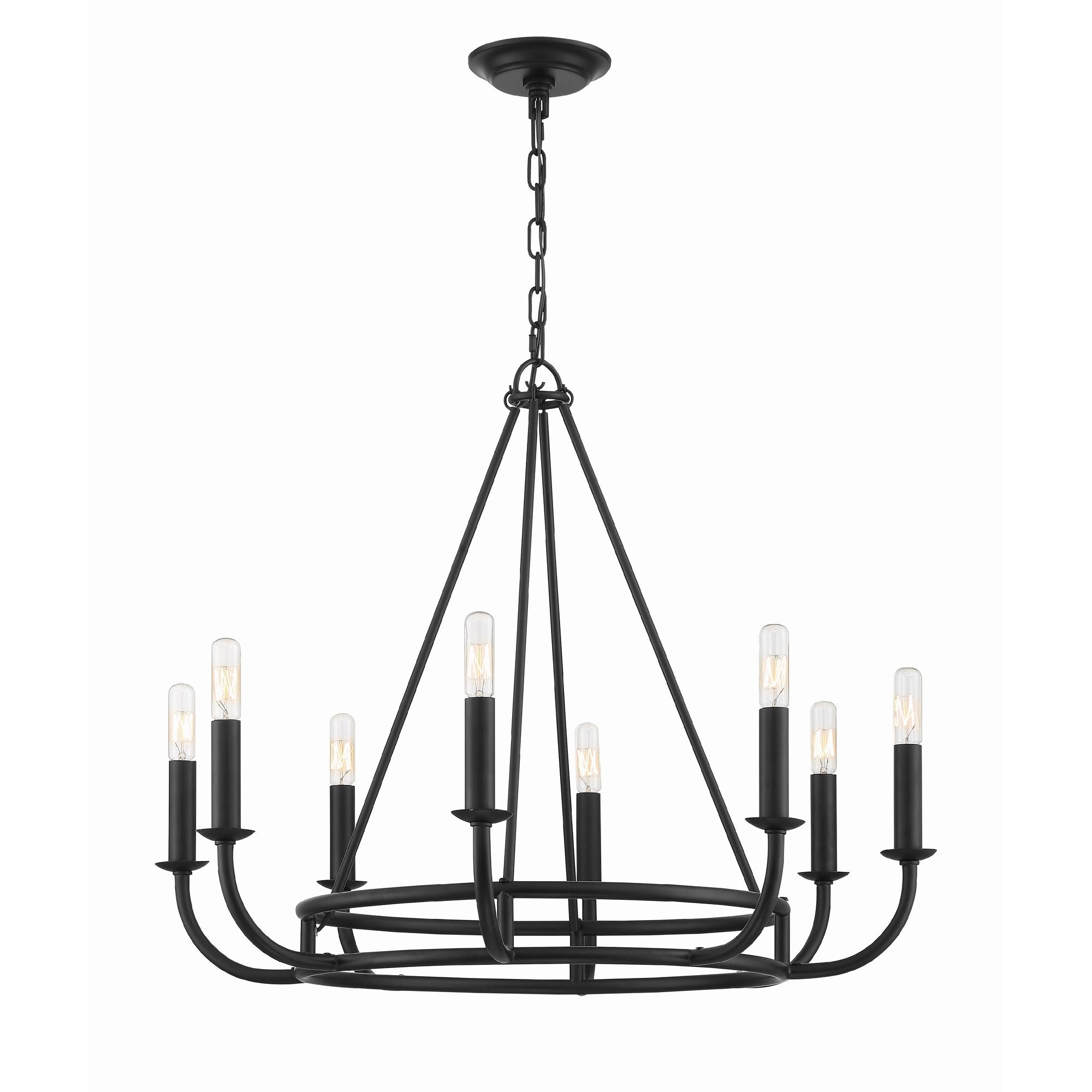 Bailey 8 Light Matte Black Chandelier 28"W x 22"H x 28"D