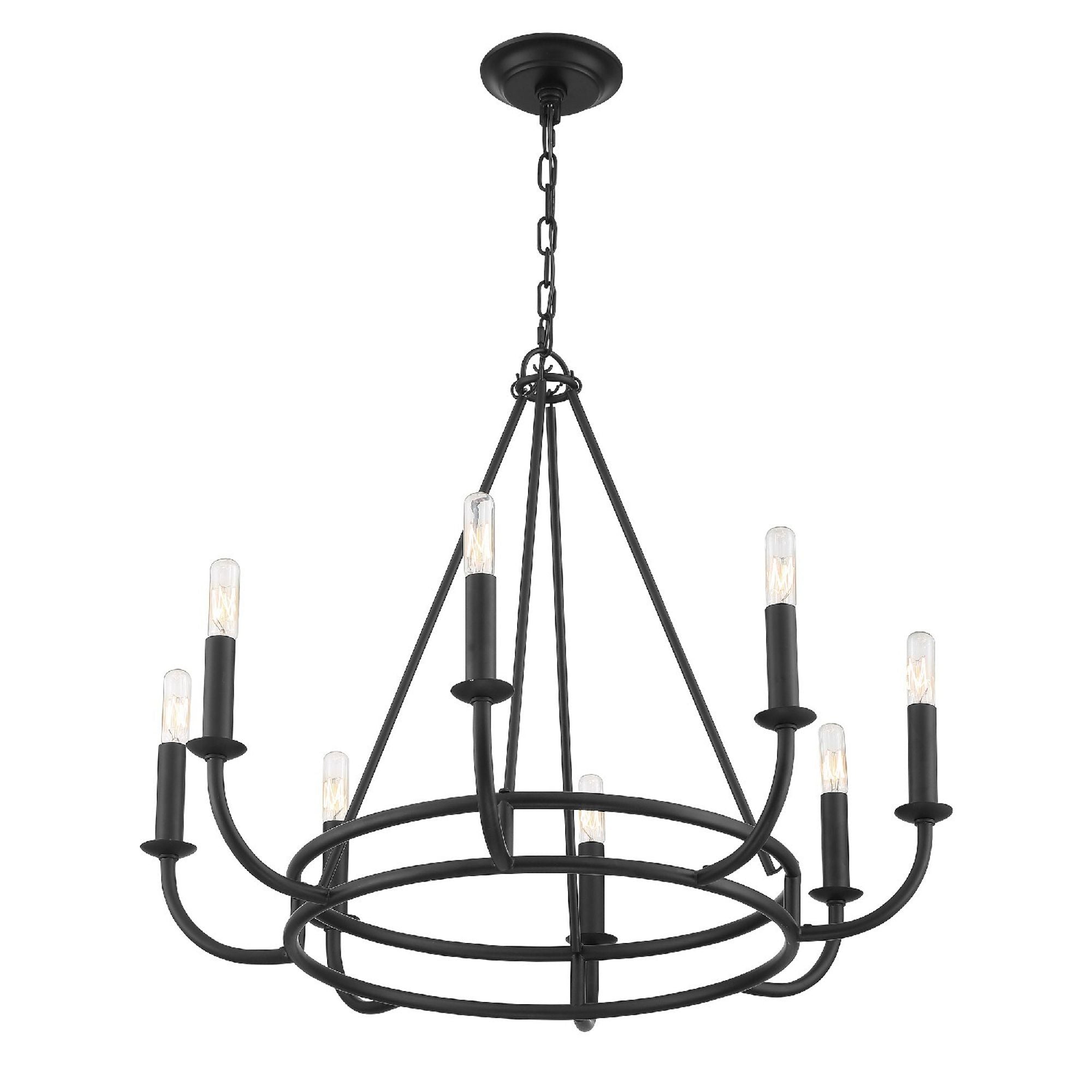 Bailey 8 Light Matte Black Chandelier 28"W x 22"H x 28"D
