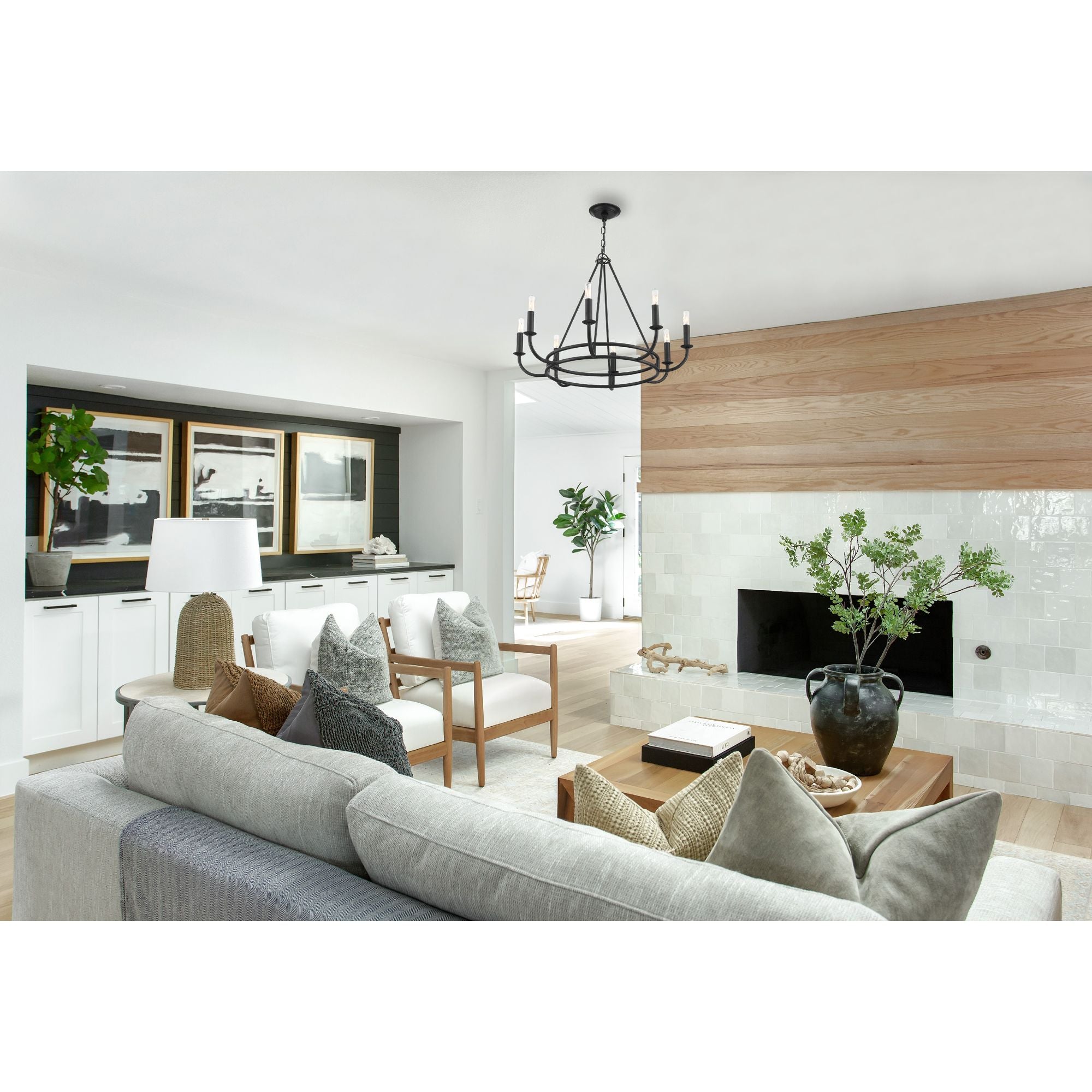 Bailey 8 Light Matte Black Chandelier 28"W x 22"H x 28"D