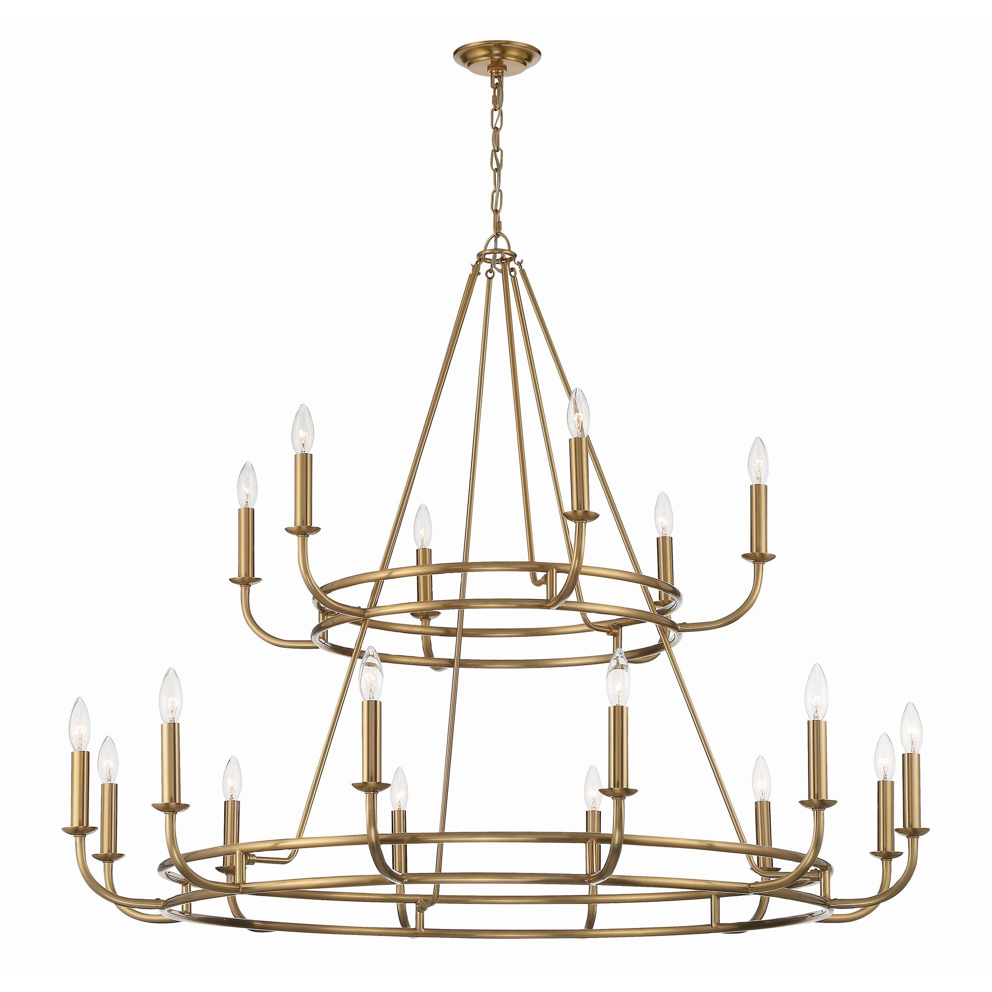 Bailey 18 Light Aged Brass Chandelier 48"W x 39"H x 48"D