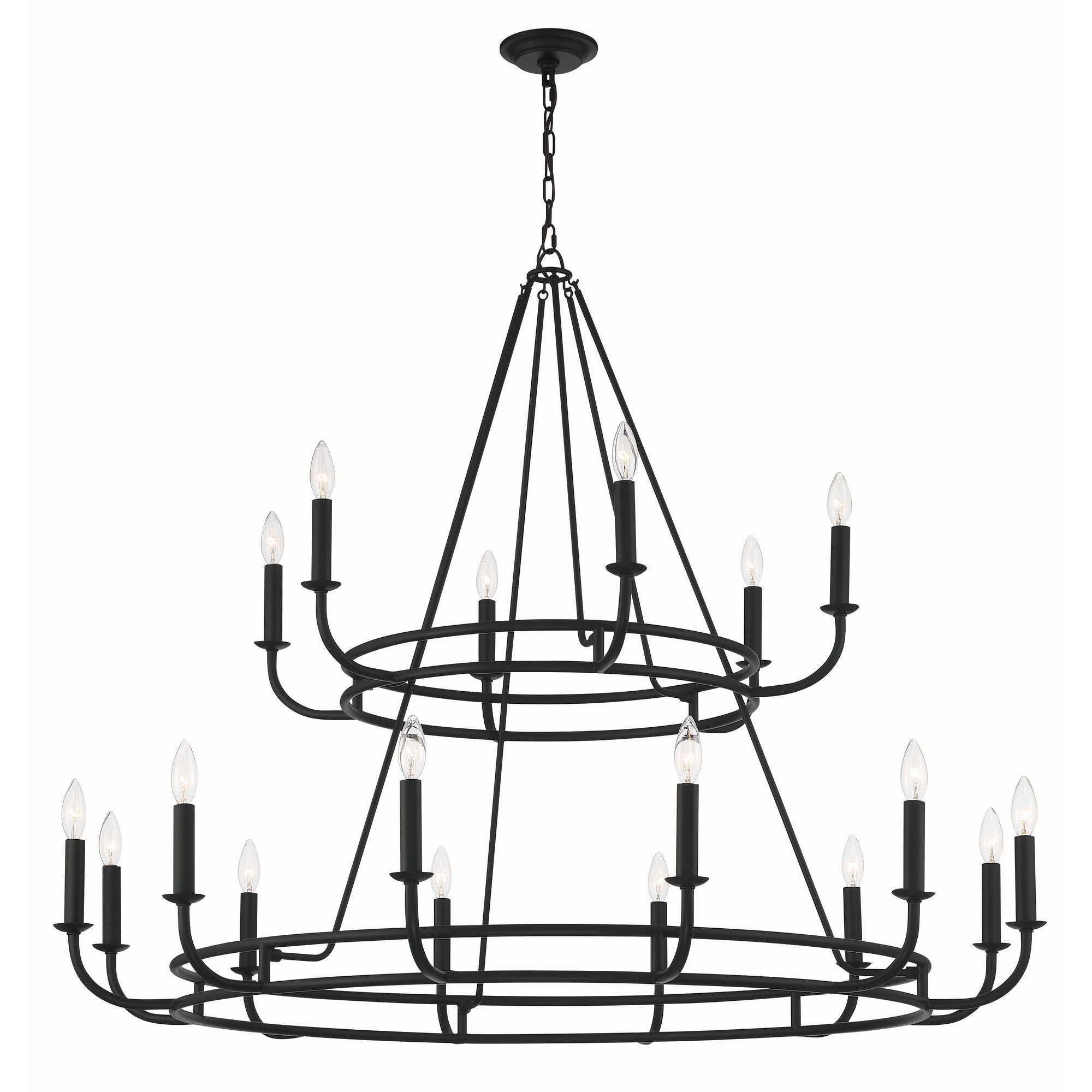 Bailey 18 Light Matte Black Chandelier 48"W x 39"H x 48"D