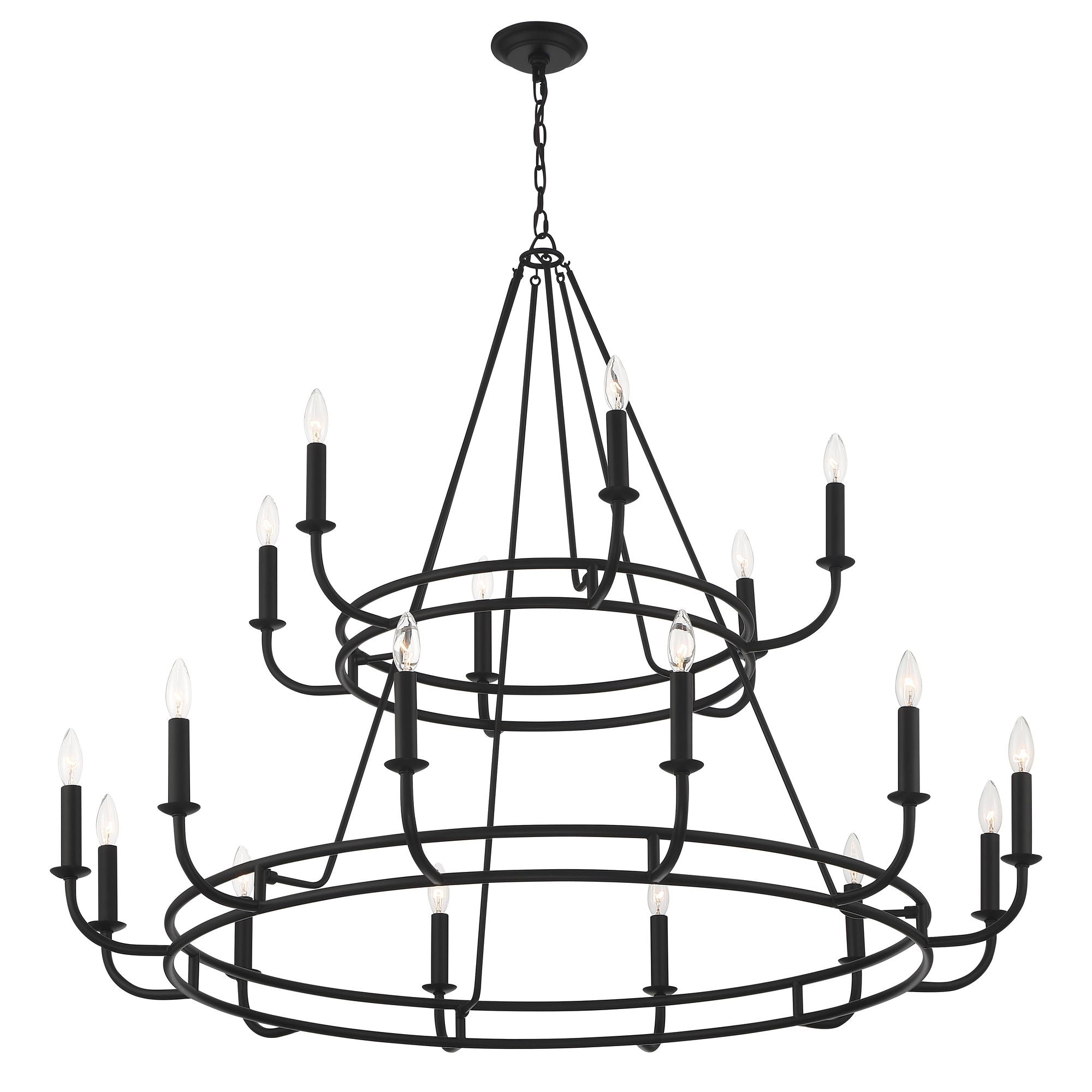 Bailey 18 Light Matte Black Chandelier 48"W x 39"H x 48"D