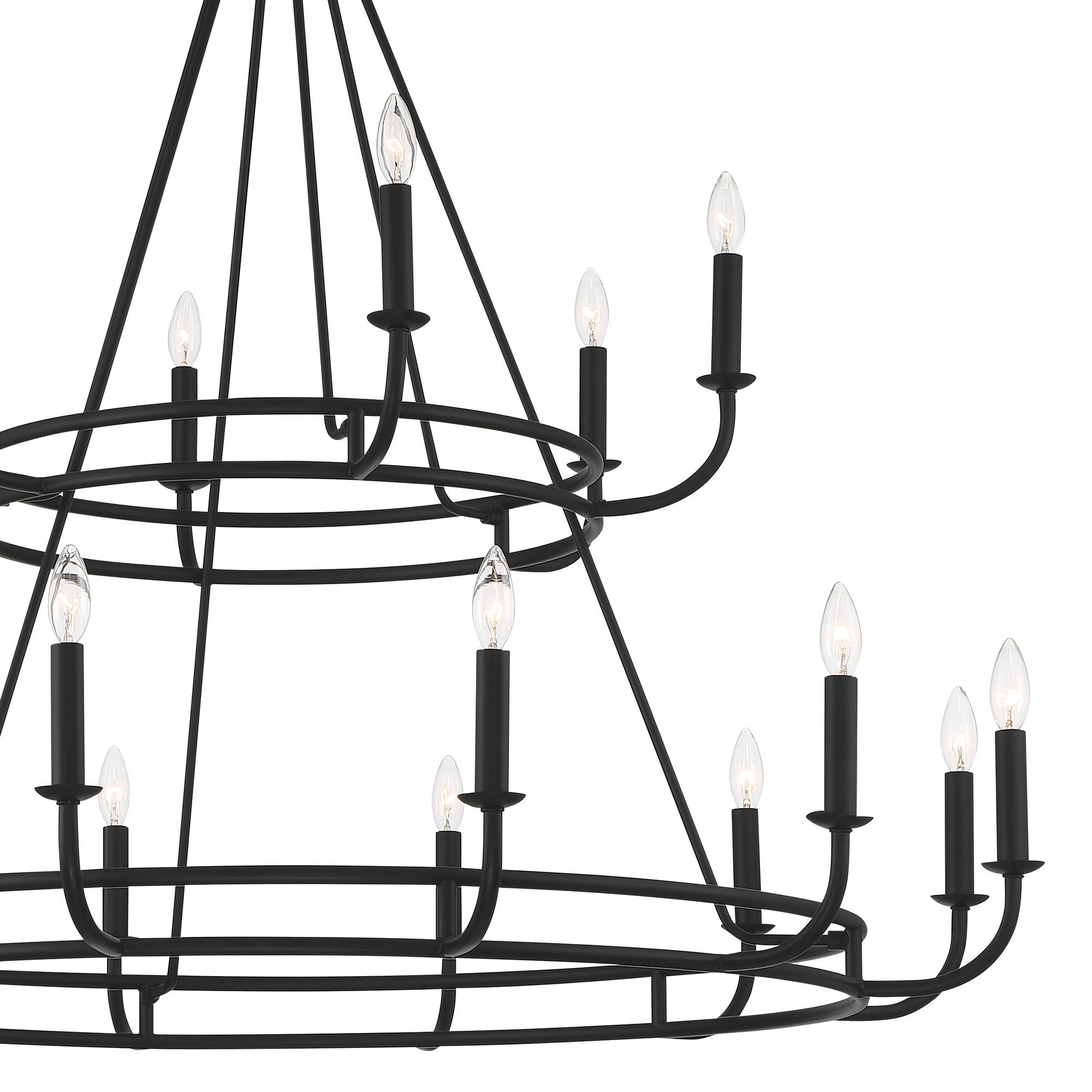 Bailey 18 Light Matte Black Chandelier 48"W x 39"H x 48"D