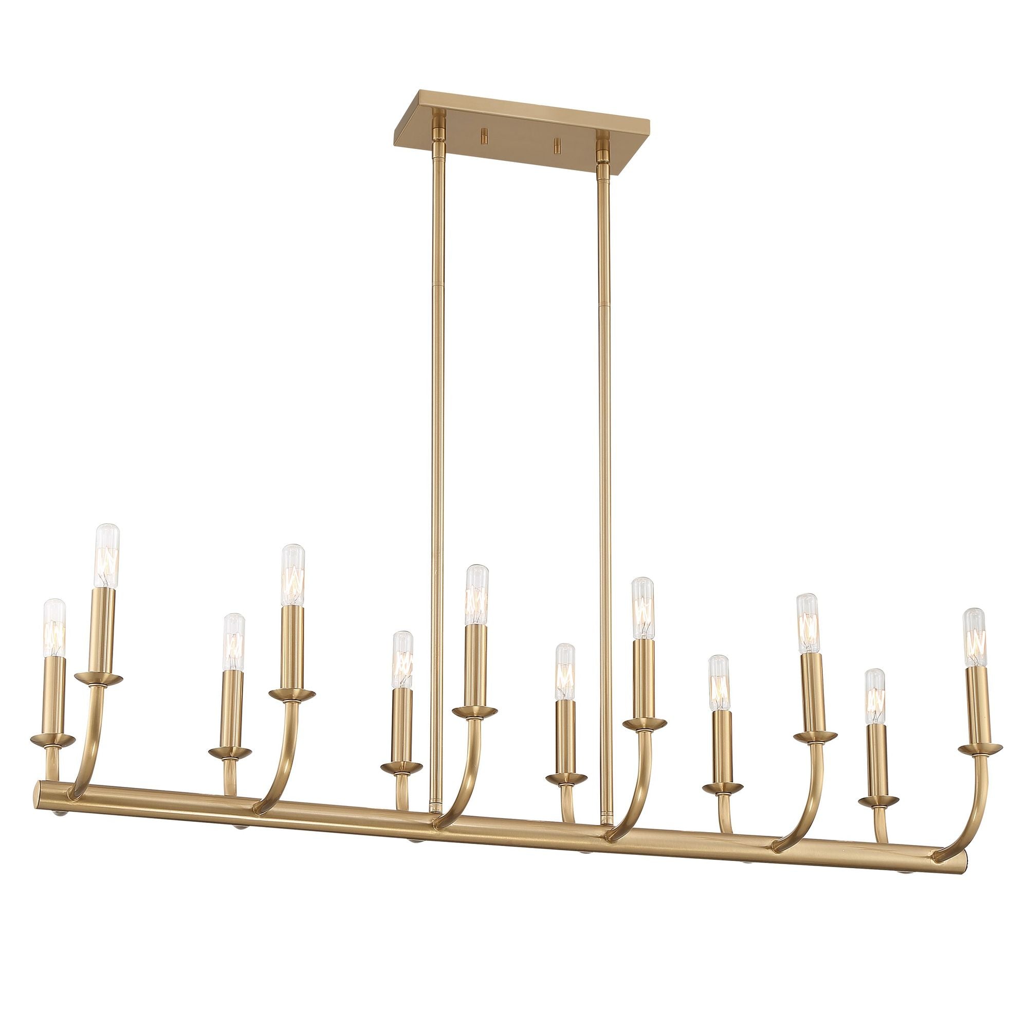 Bailey 12 Light Aged Brass Linear Chandelier 42"W x 8"H x 12.5"D
