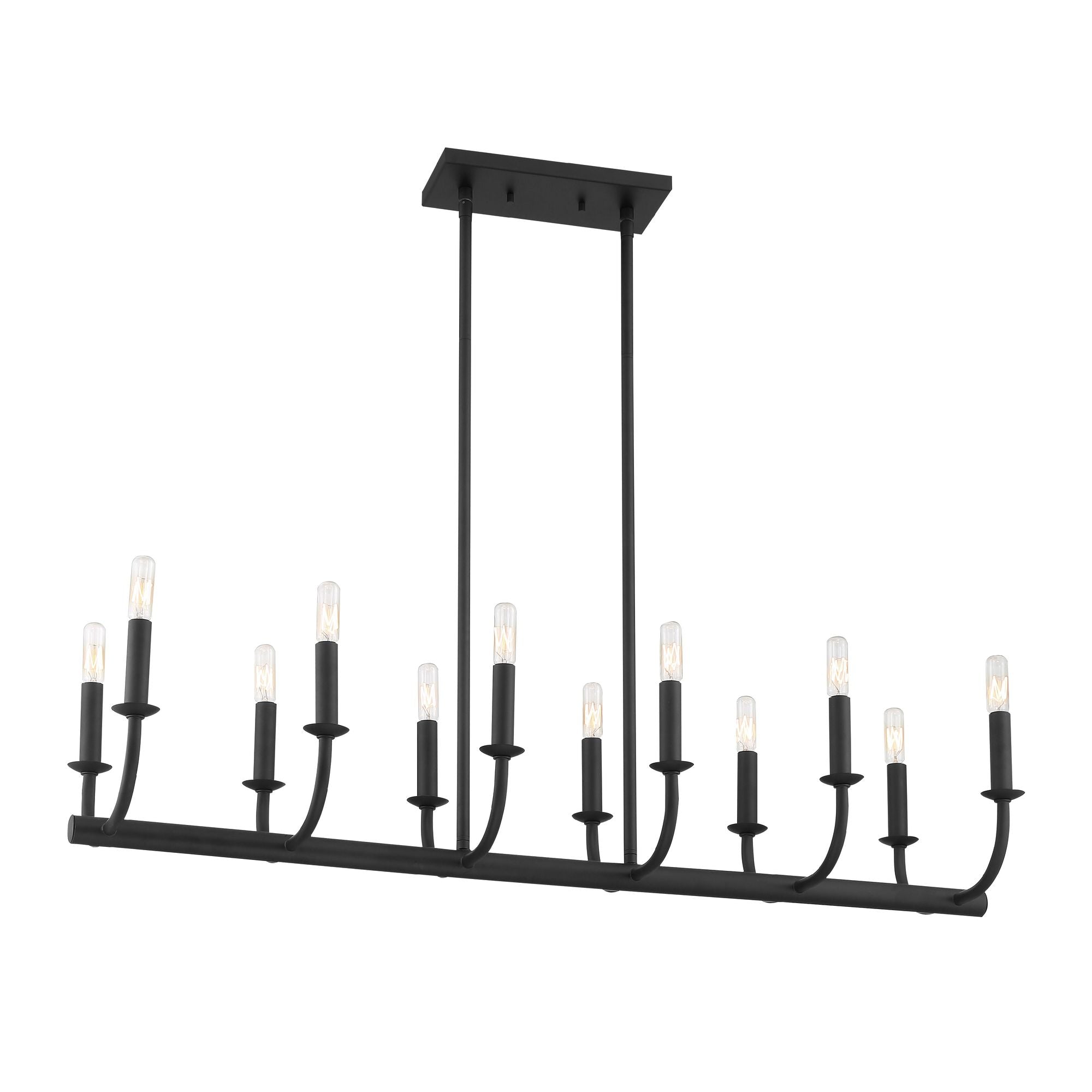 Bailey 12 Light Matte Black Linear Chandelier 42"W x 8"H x 12.5"D