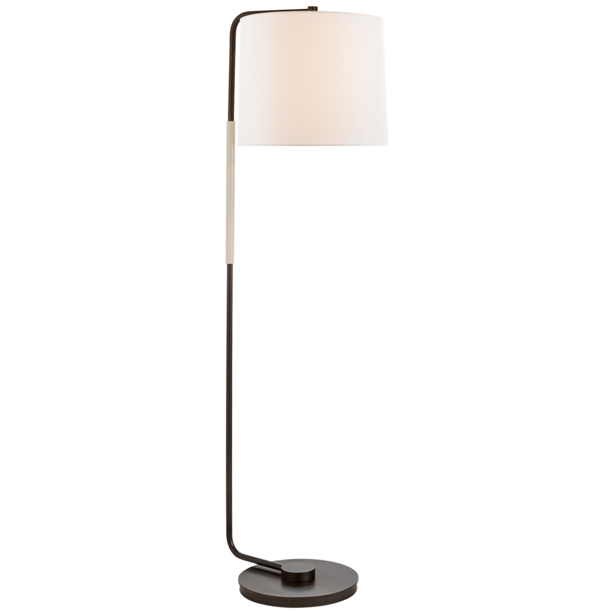 Barbara Barry Swing Articulating Floor Lamp in Bronze with Linen Shade W13.5" x H54.75"