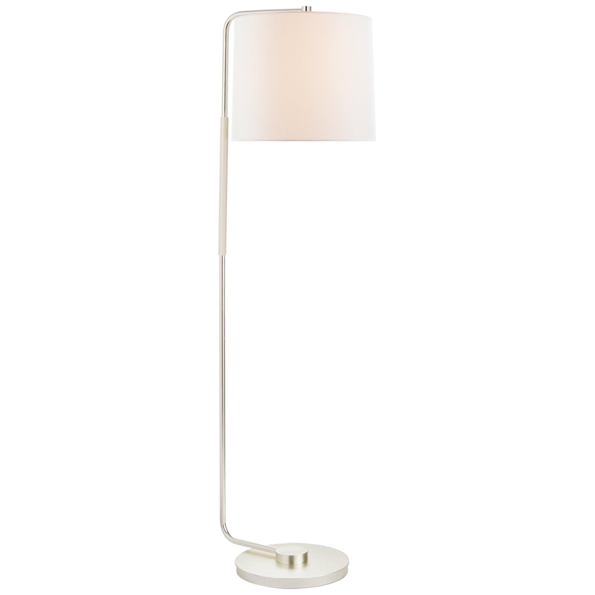 Barbara Barry Swing Articulating Floor Lamp in Soft Silver with Linen Shade W13.5" x H54.75"