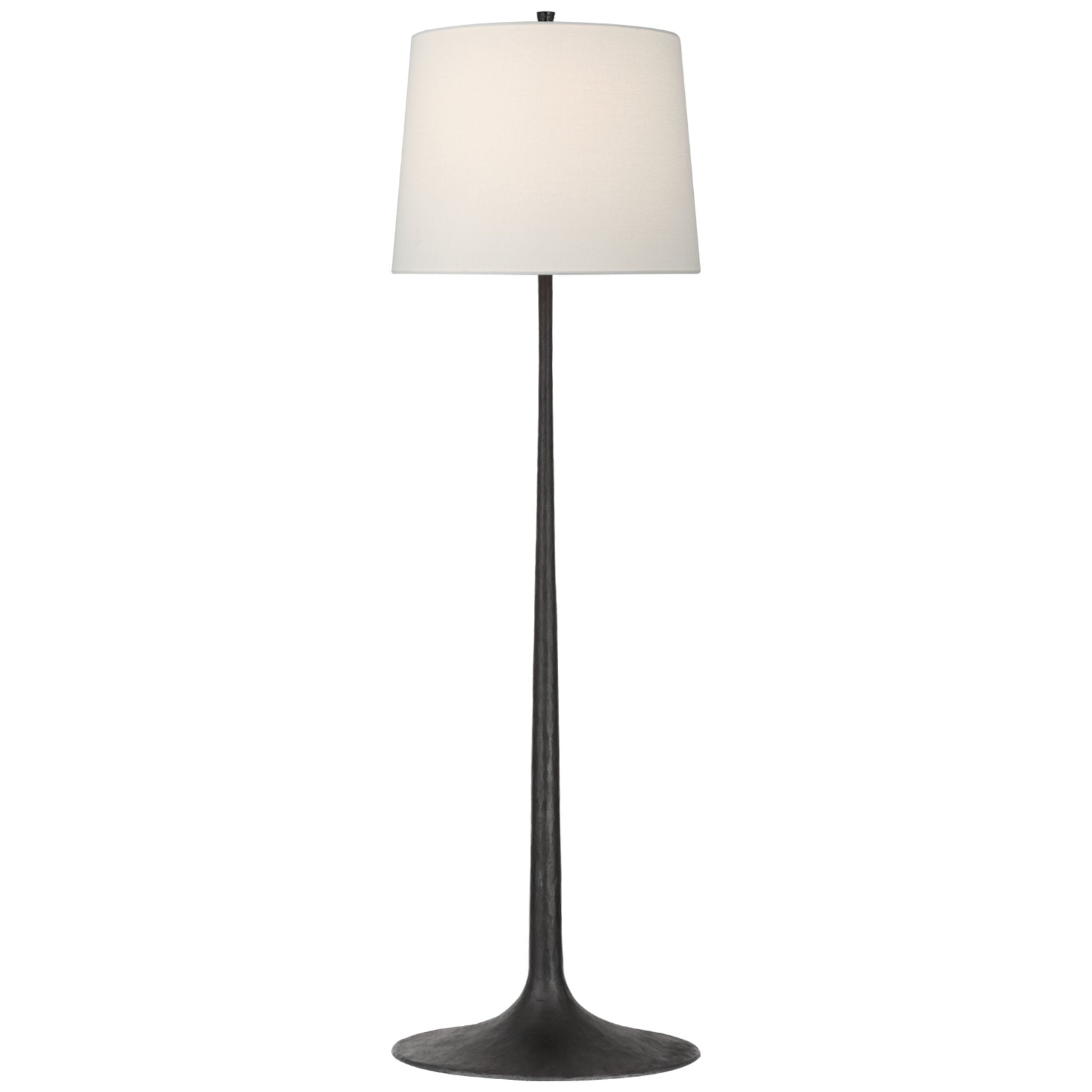 Barbara Barry Oscar Large Sculpted Floor Lamp in Aged Iron with Linen Shade W18.5" x H62.25"