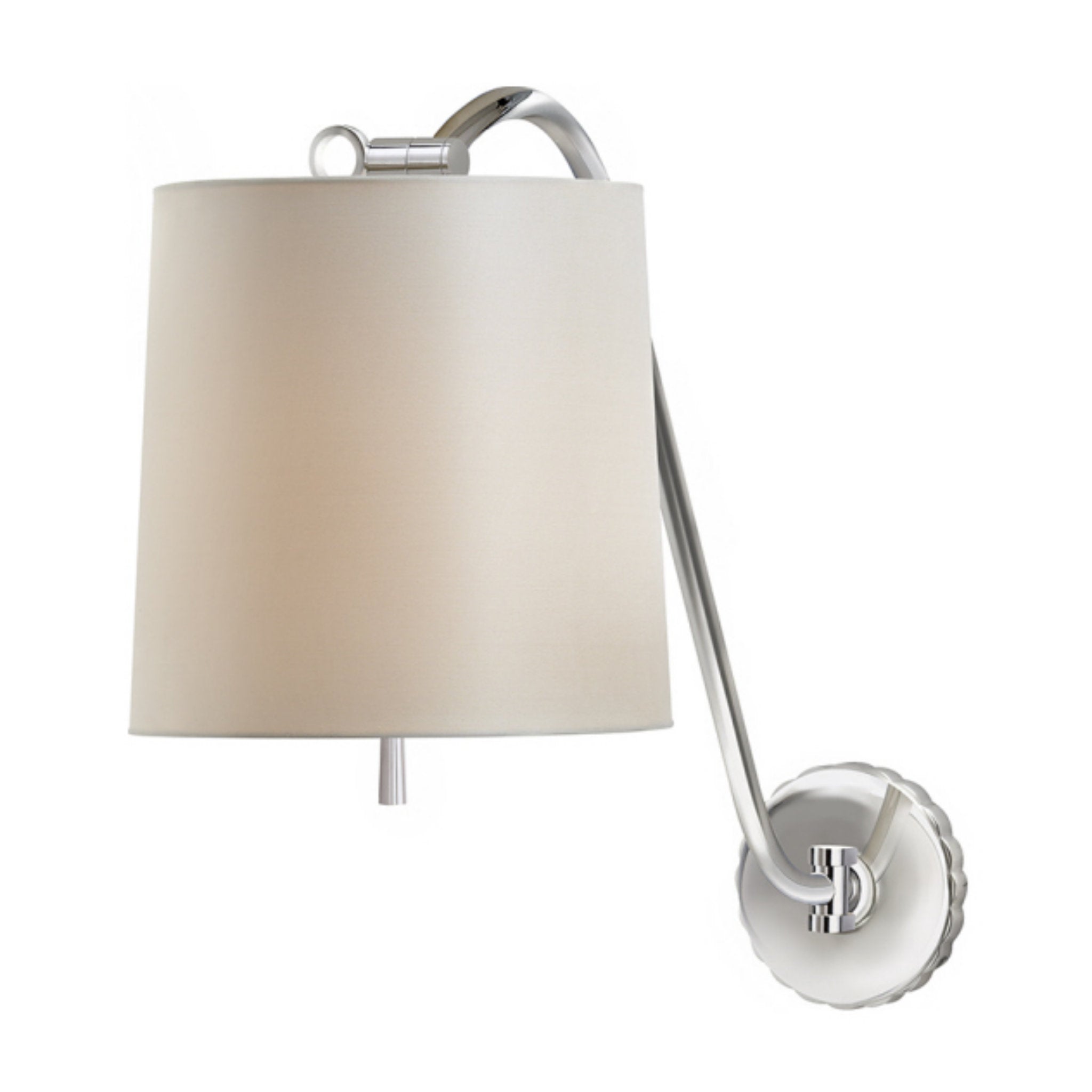 Barbara Barry Understudy Sconce in Polished Nickel with Silk Shade Wall Light W10" x H18"