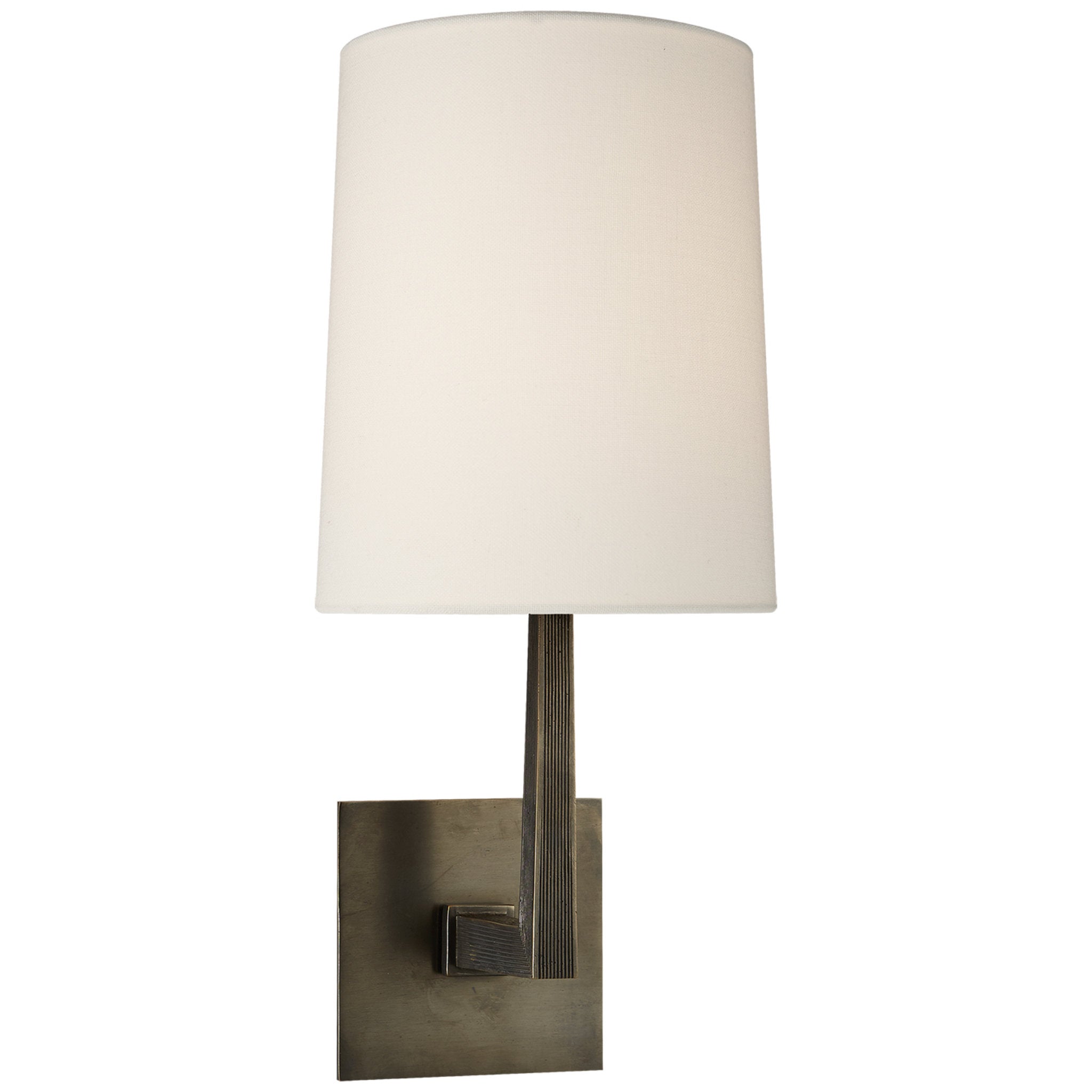 Barbara Barry Ojai Medium Single Sconce in Bronze with Linen Shade Wall Light W7.25" x H16.5"
