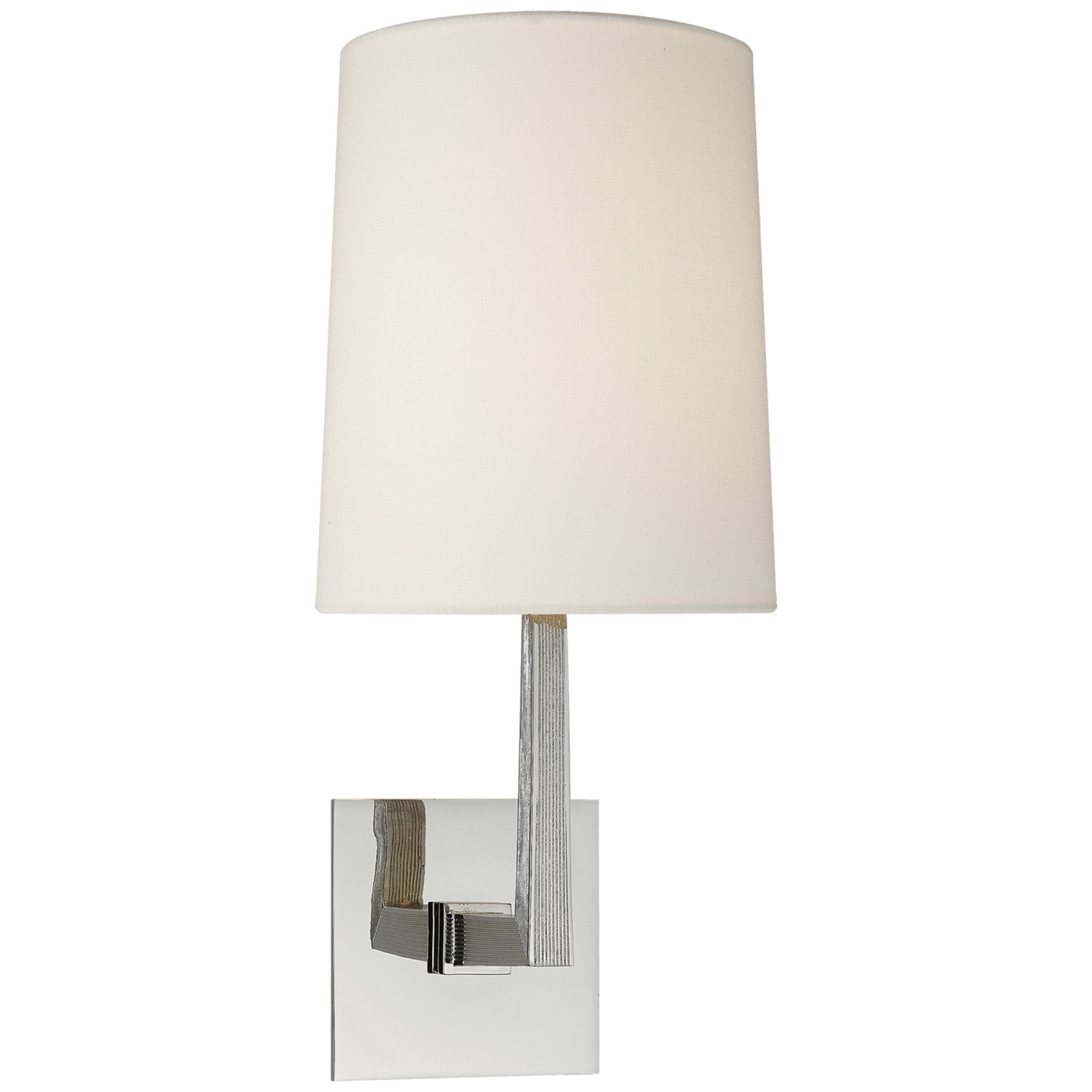Barbara Barry Ojai Medium Single Sconce in Polished Nickel with Linen Shade Wall Light W7.25" x H16.5"