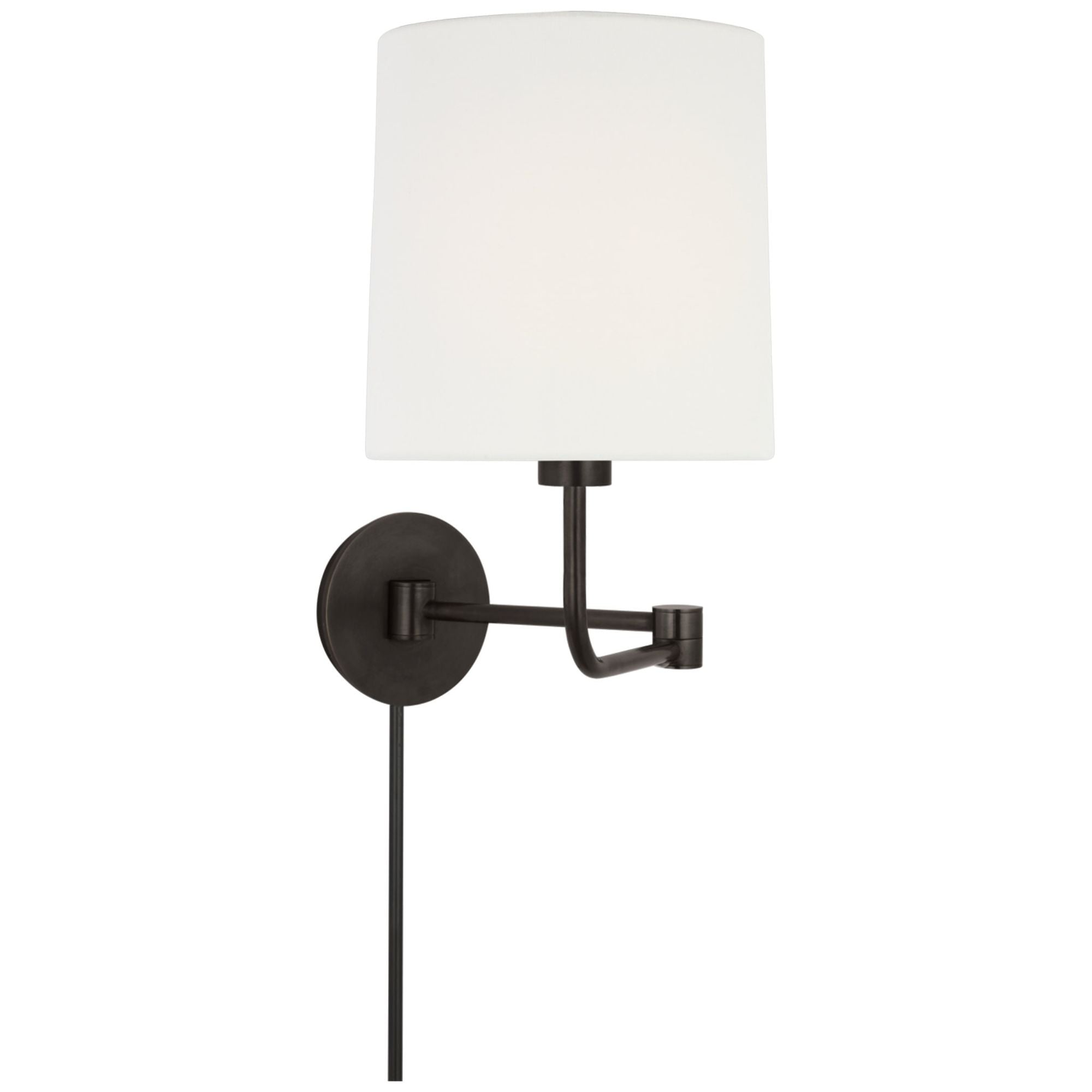 Barbara Barry Go Lightly Swing Arm Wall Light in Bronze with Linen Shade W8.75" x H15.75"