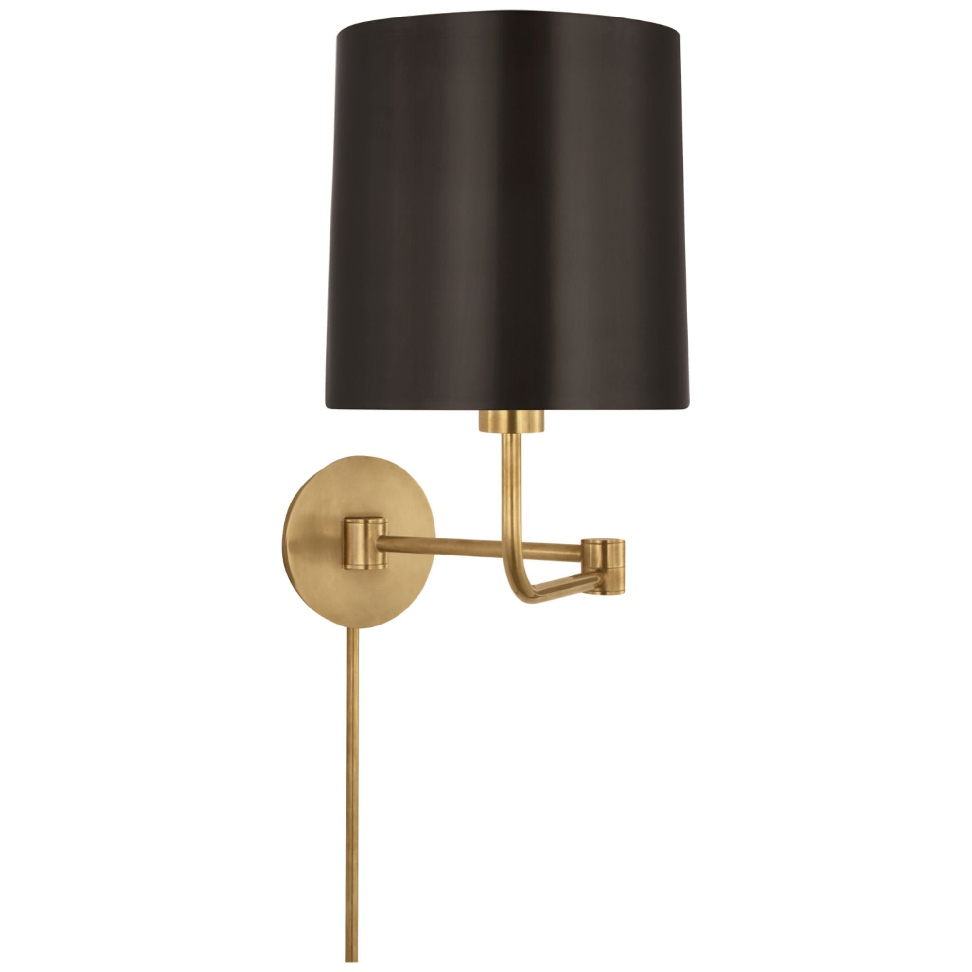 Barbara Barry Go Lightly Swing Arm Wall Light in Soft Brass with Bronze Shade W8.75" x H15.75"