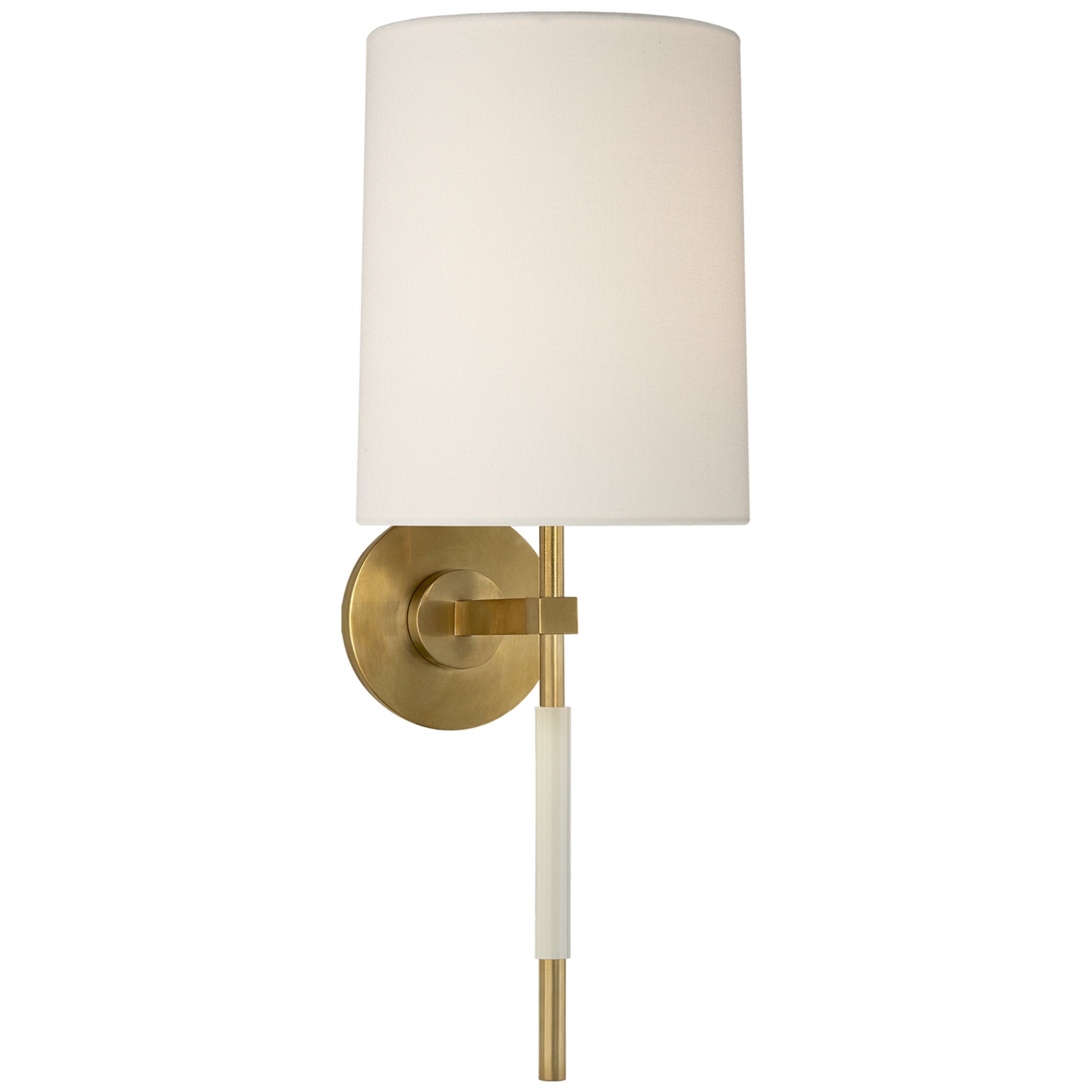 Barbara Barry Clout Tail Sconce in Soft Brass with Linen Shade Wall Light W7.5" x H19.25"