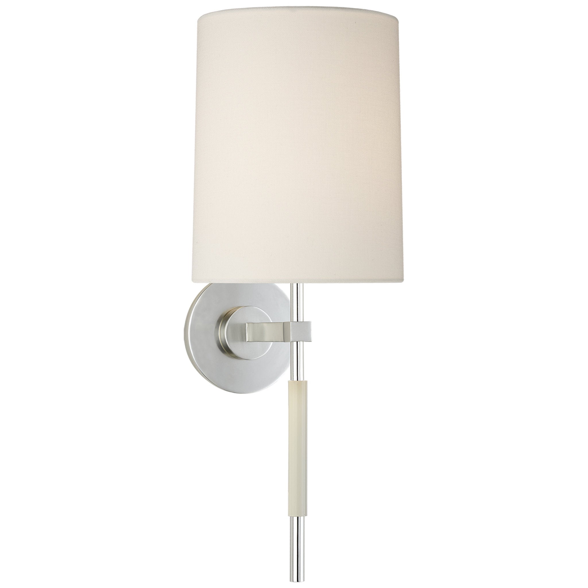 Barbara Barry Clout Tail Sconce in Soft Silver with Linen Shade Wall Light W7.5" x H19.25"