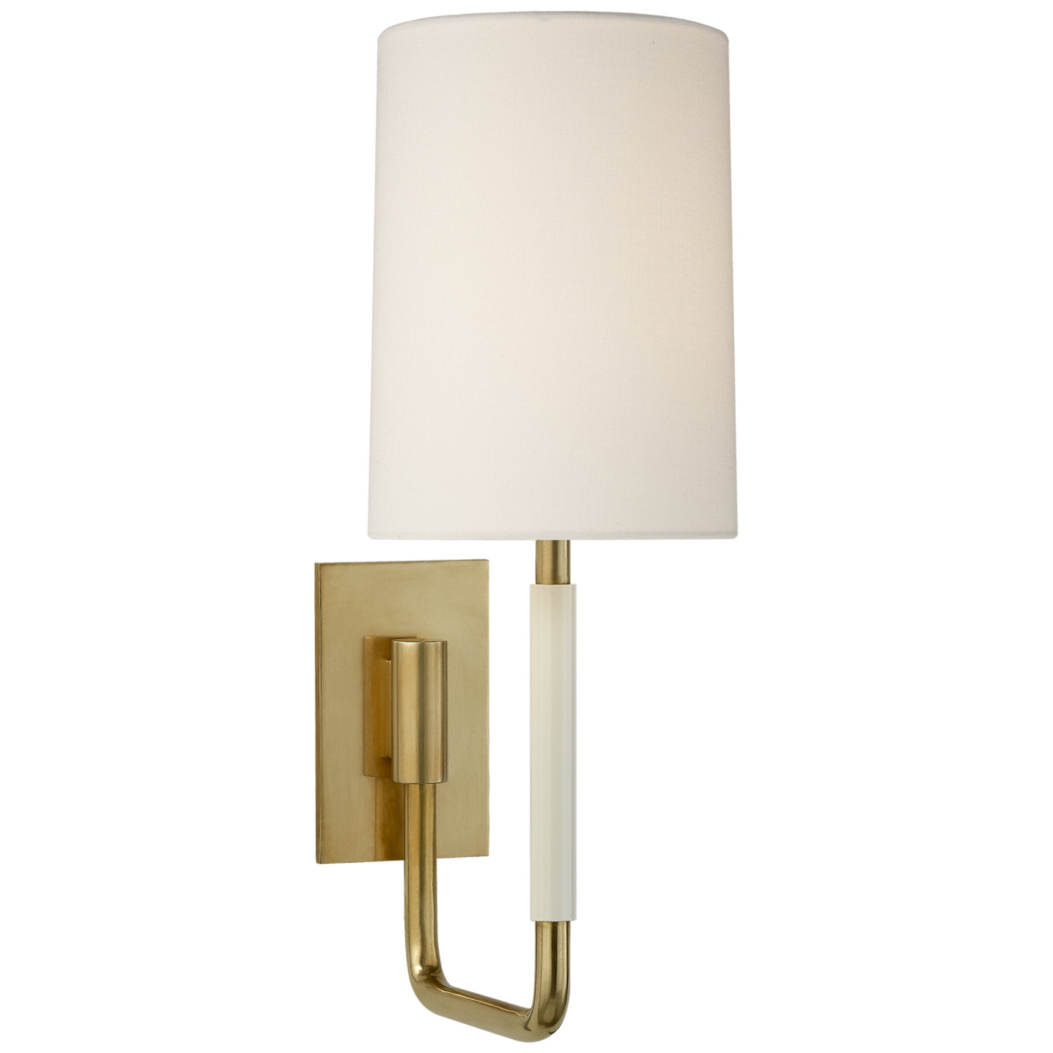 Barbara Barry Clout Small Sconce in Soft Brass with Linen Shade Wall Light W5.25" x H15"