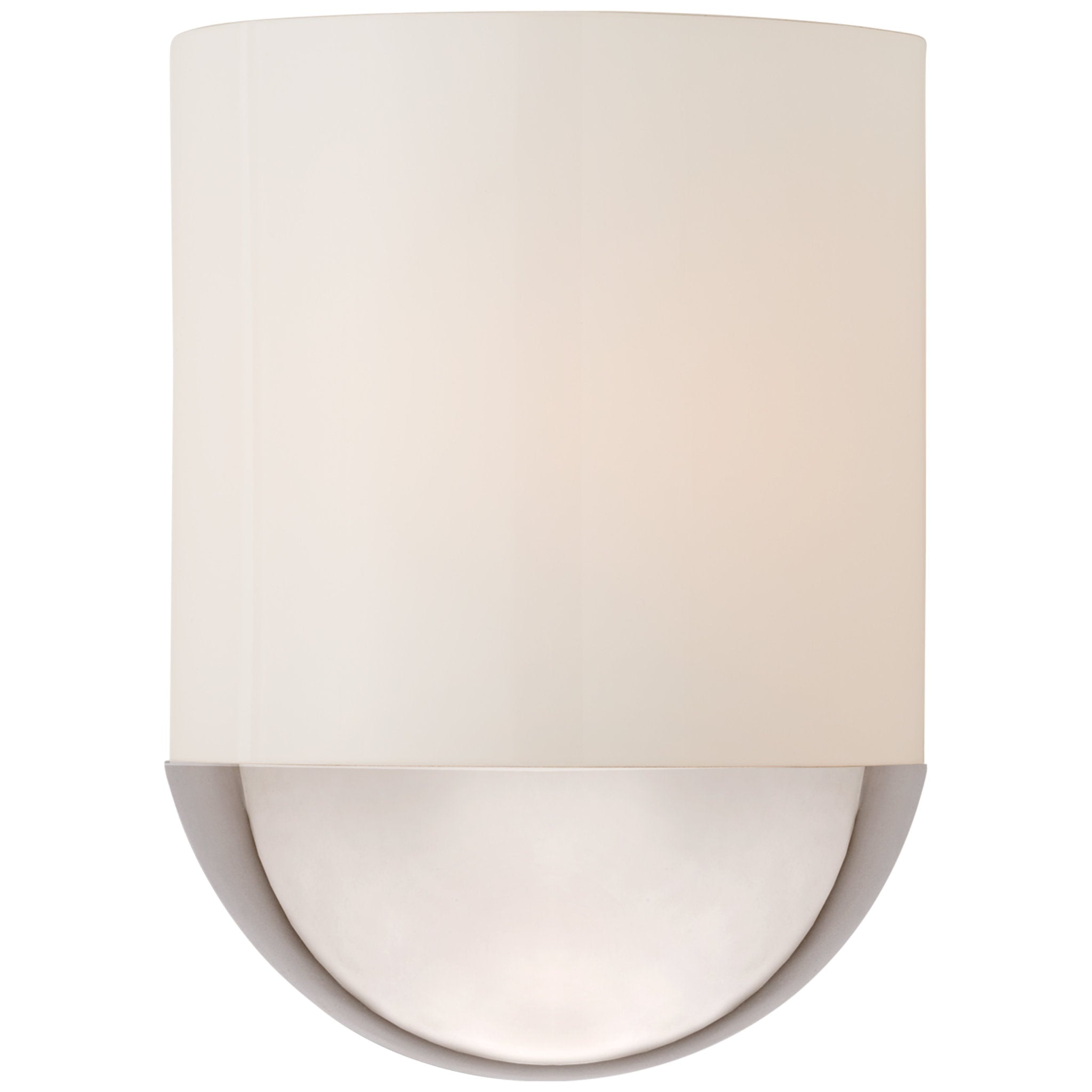 Barbara Barry Crescent Small Sconce in Polished Nickel with White Glass Wall Light W8" x H10.25"