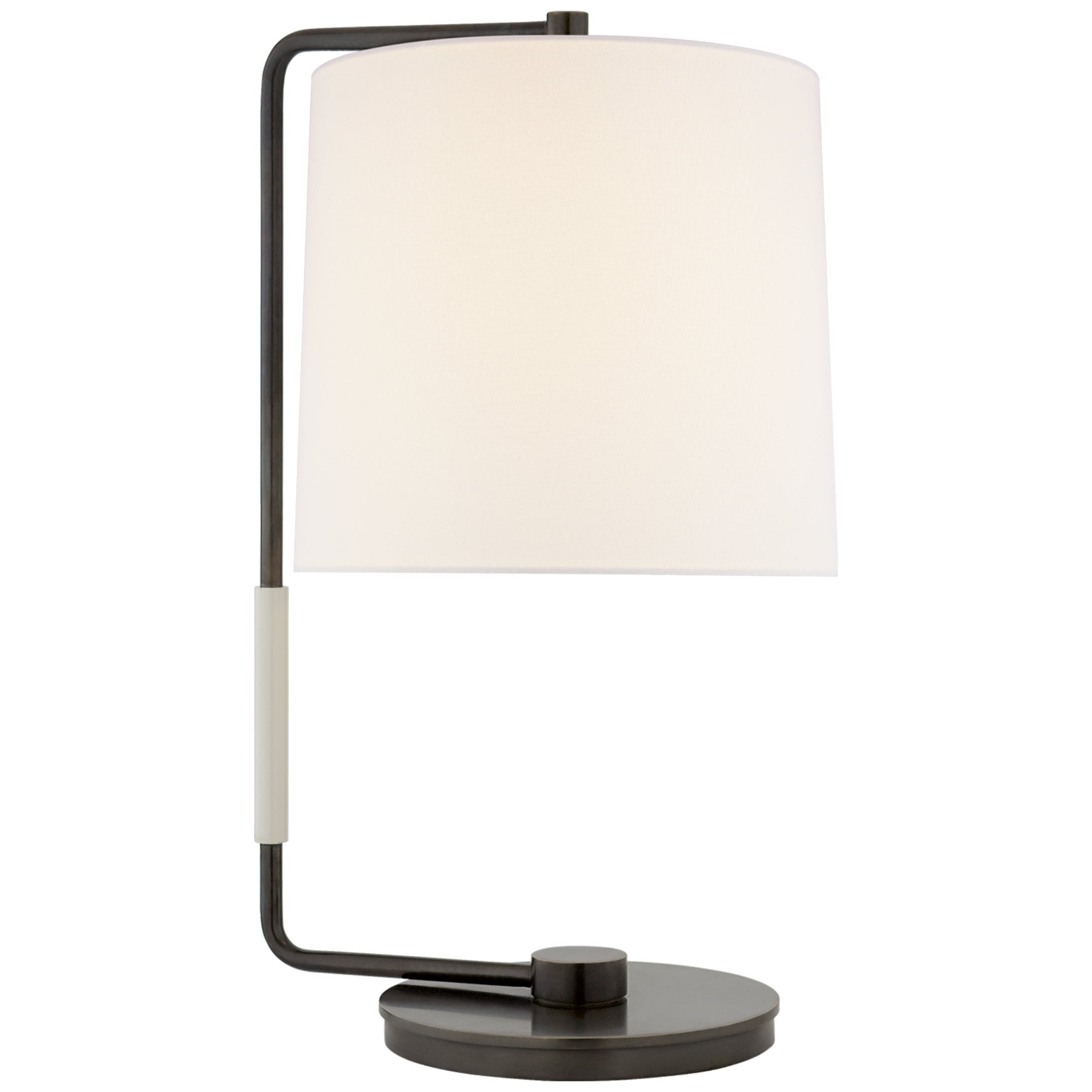 Barbara Barry Swing Table Lamp in Bronze with Linen Shade W11" x H22"