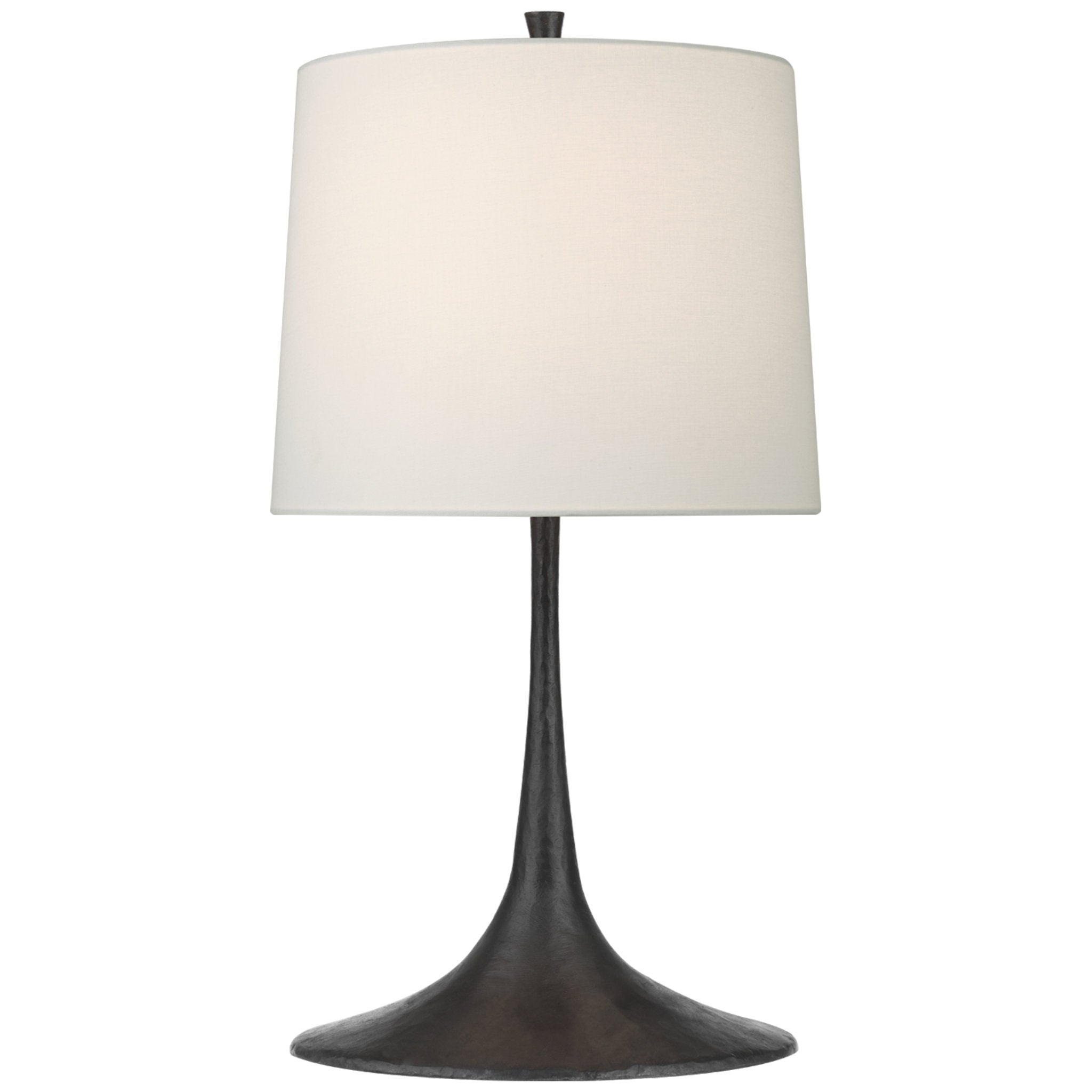 Barbara Barry Oscar Medium Sculpted Table Lamp in Aged Iron with Linen Shade W15" x H28.5"